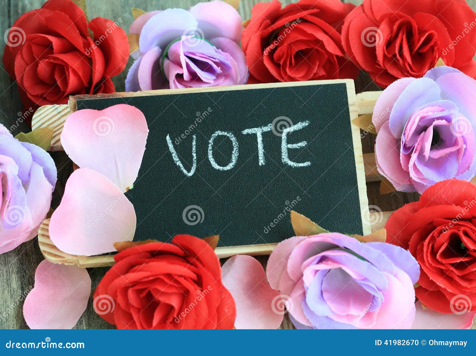 Message of Vote with Flowers in the Background Stock Photo Image of