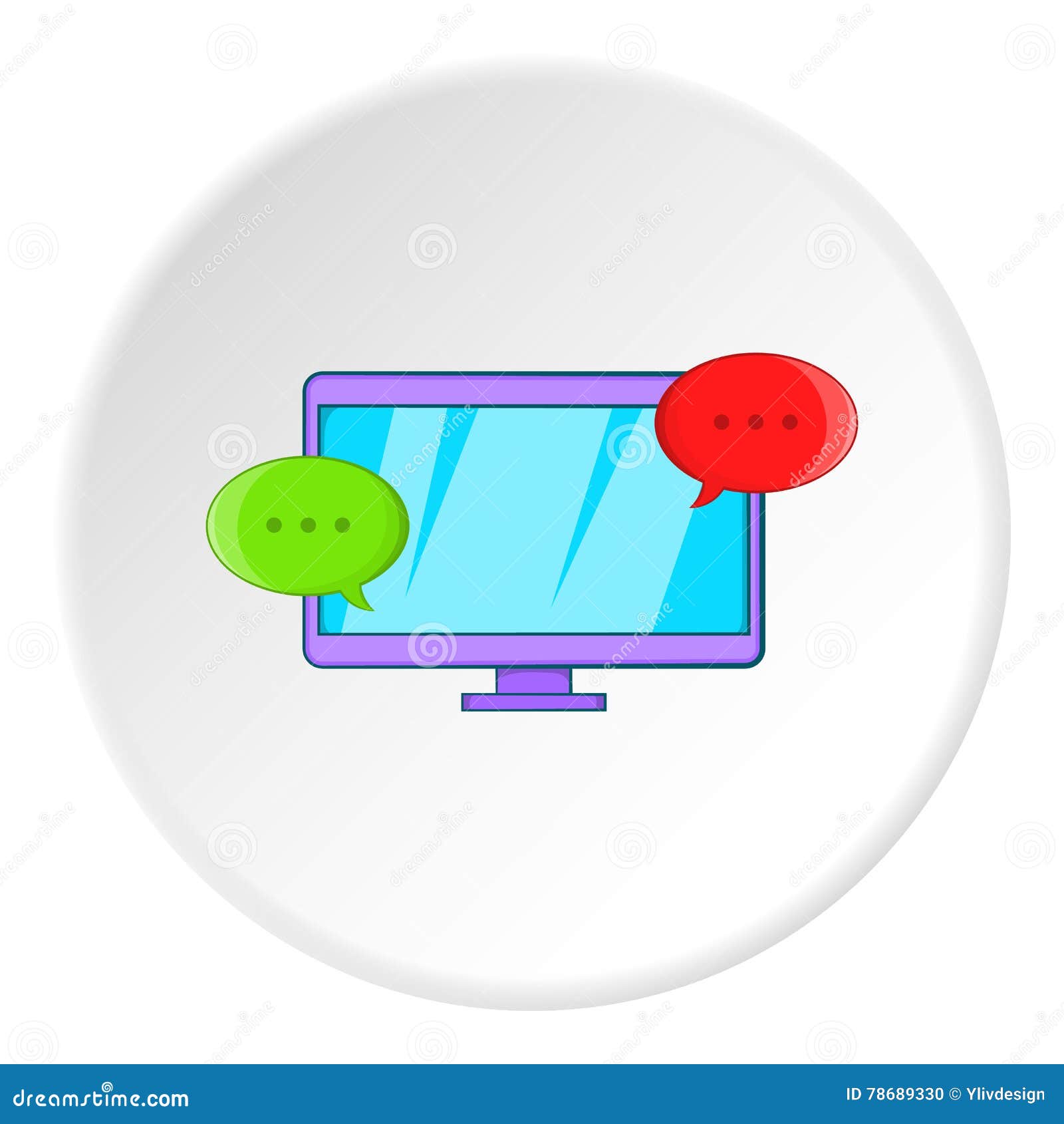 Messages on Computer Icon, Cartoon Style Stock Vector Illustration of