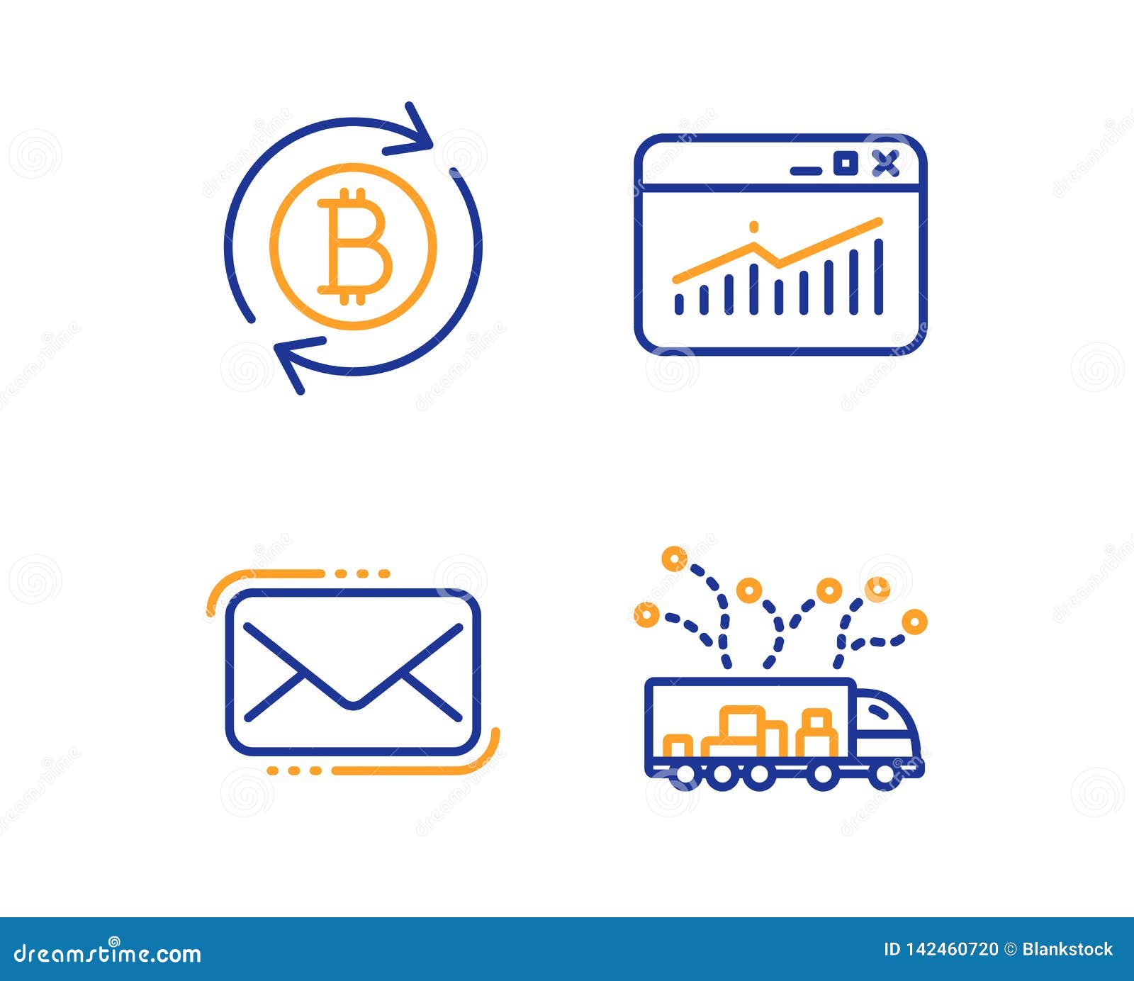 Messenger Mail Website Statistics And Refresh Bitcoin Icons Set - 