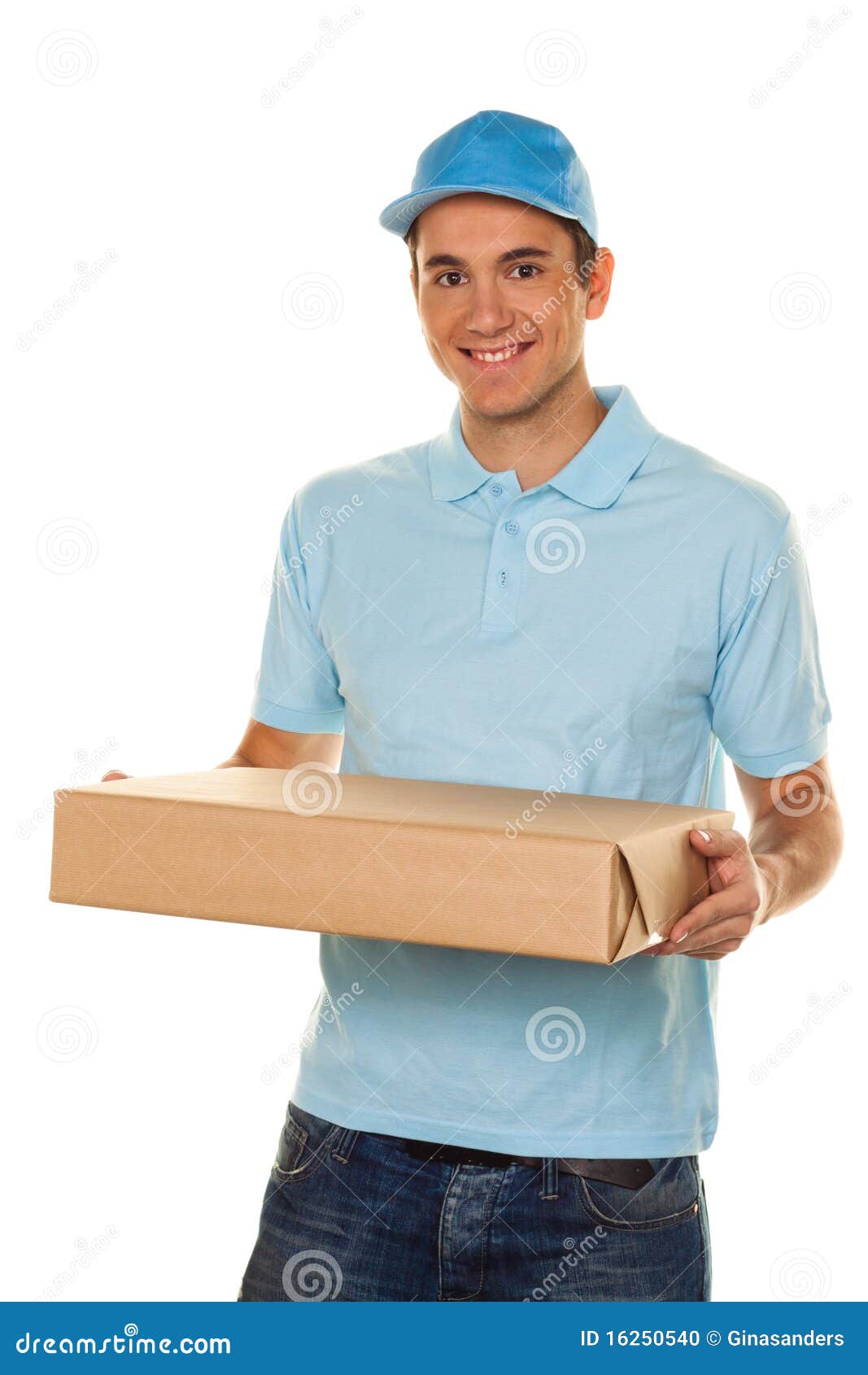 messenger of messenger service delivers parcel