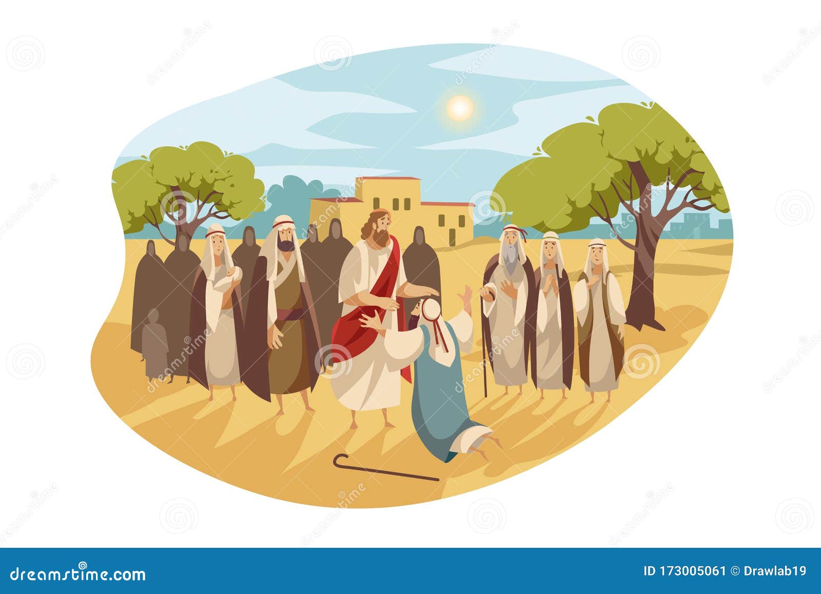 Messiah Heals Blind Man, Bible Concept Stock Vector - Illustration of
