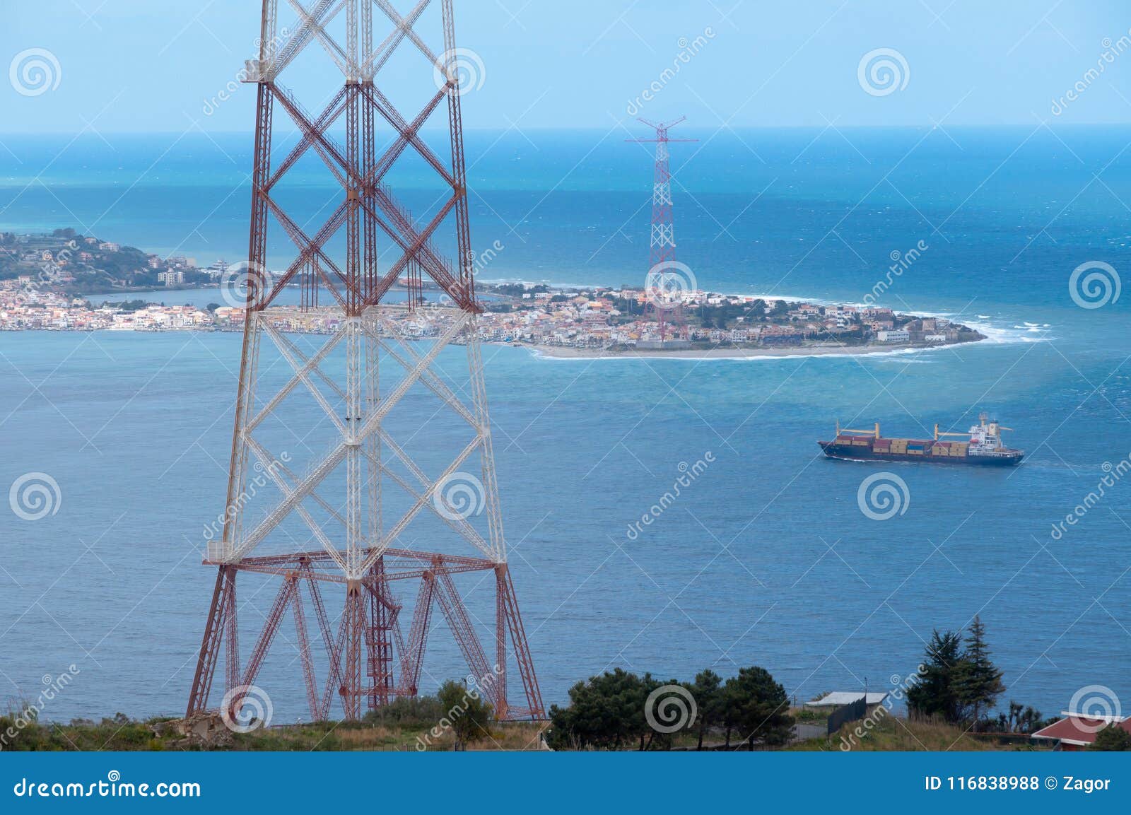 messina strait , view from calabrian coast