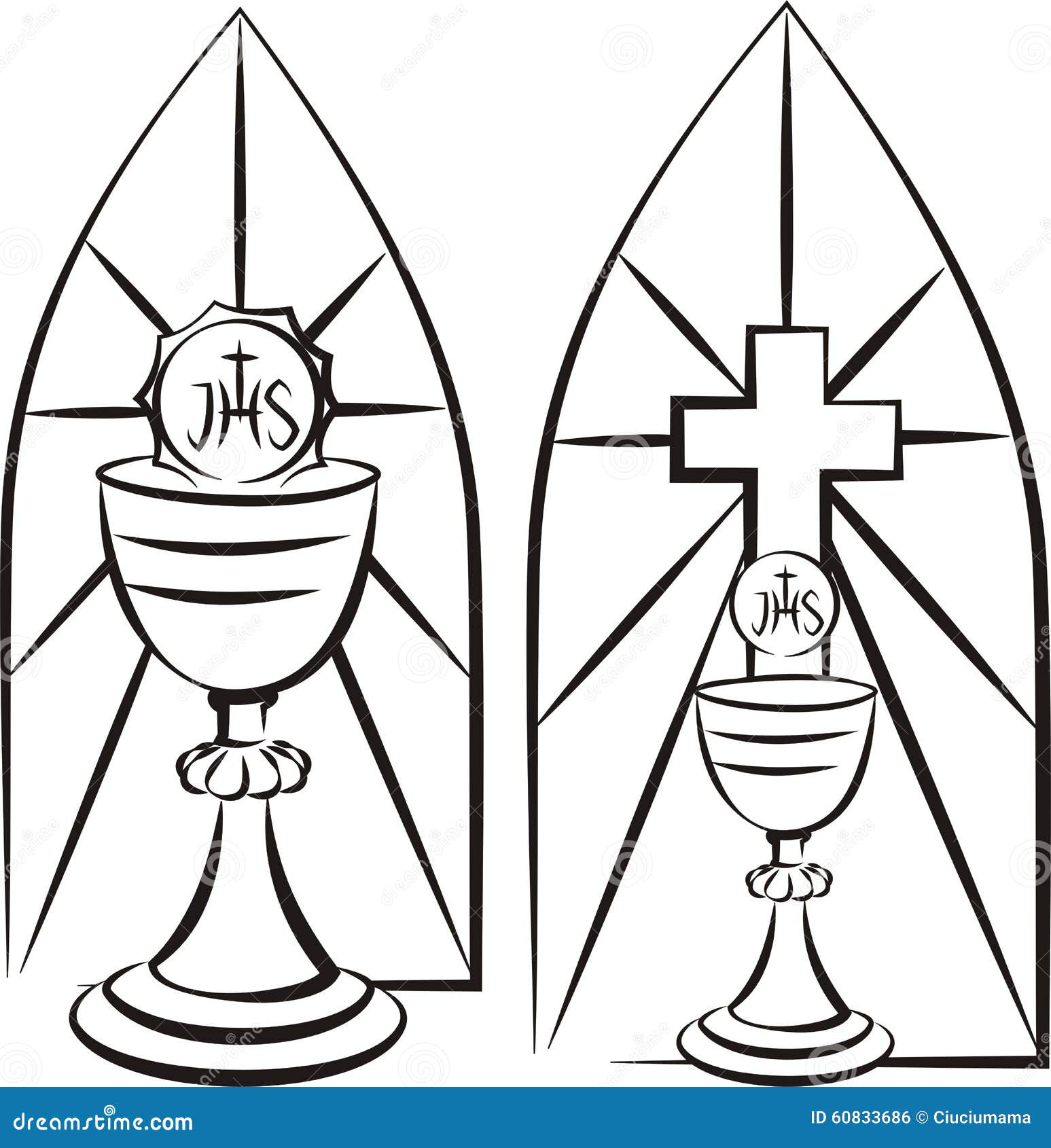 Messkelch Auf Dem Hintergrund Des Buntglases Vektor Abbildung Inside First Communion Banner Templates