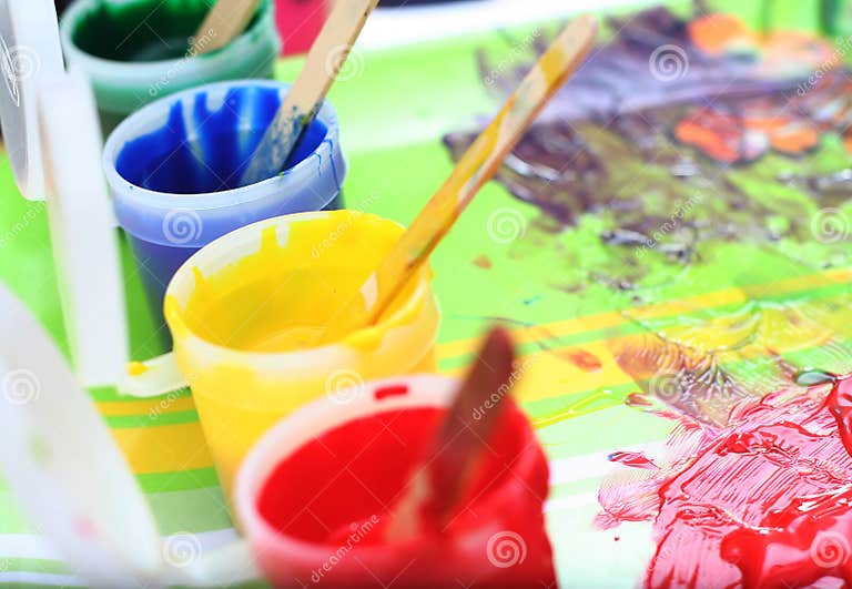 Messy Children s Paint Set stock photo. Image of school 17624070