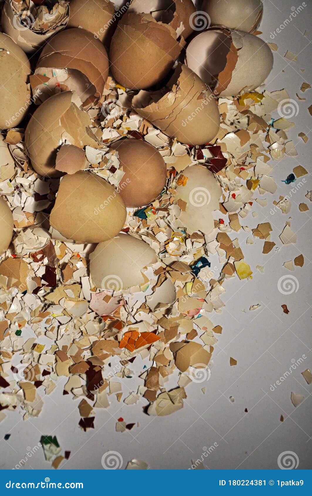 messy clean crushed egg shells