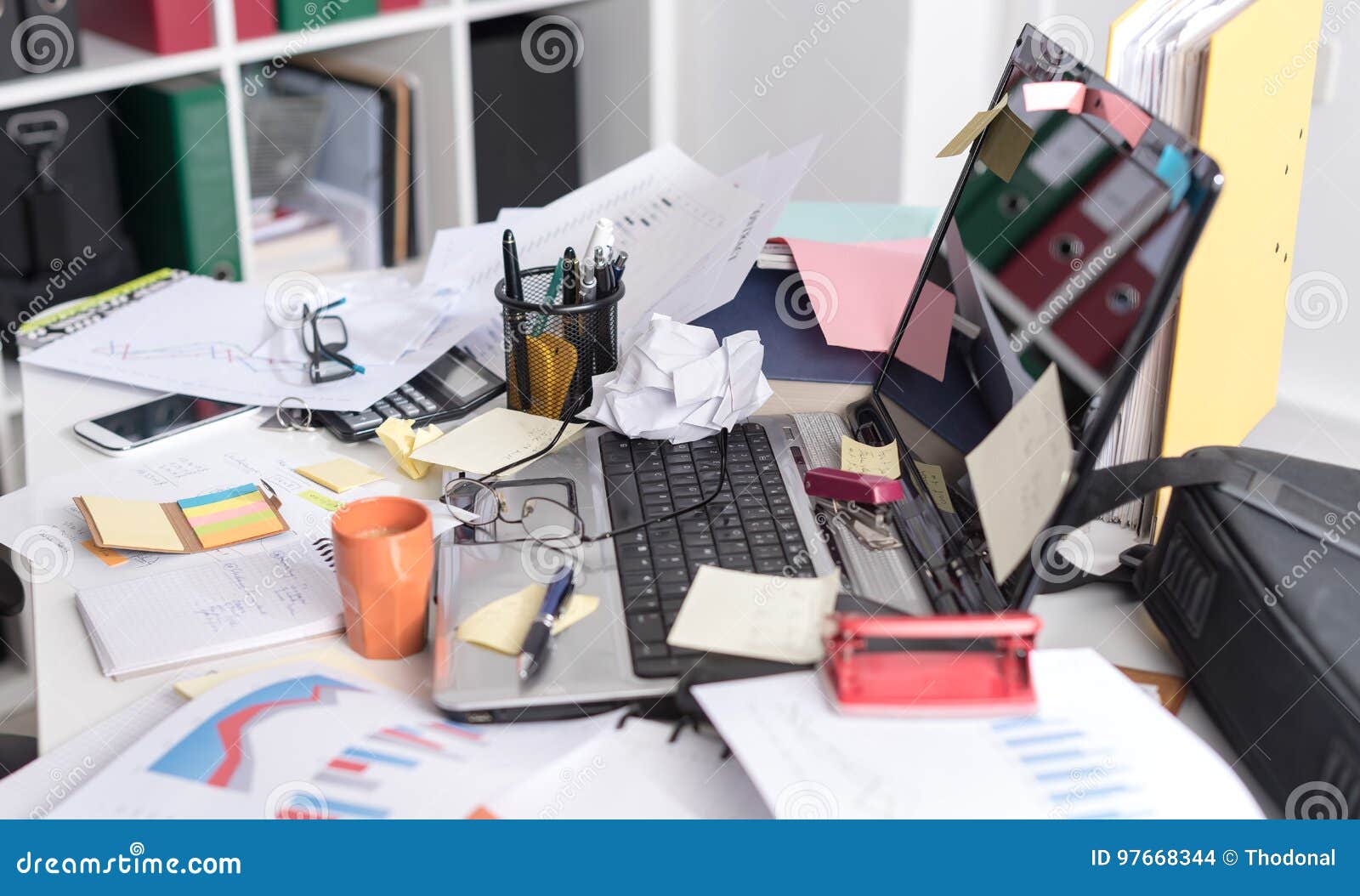 Messy and cluttered desk — Stock Photo © thodonal #160076284