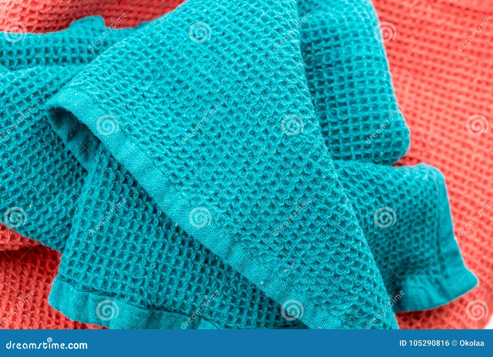 Messy Crumpled Colorful Kitchen Towels, Closeup Stock Photo - Image of