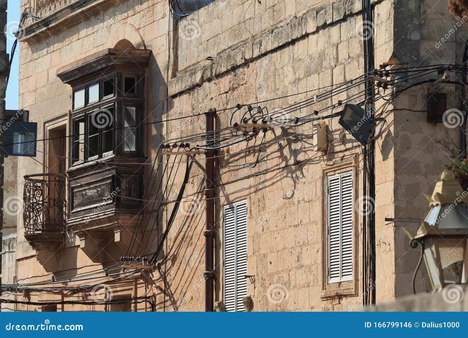 Messy Electrical Cables on Buildings in Malta Stock Photo Image of