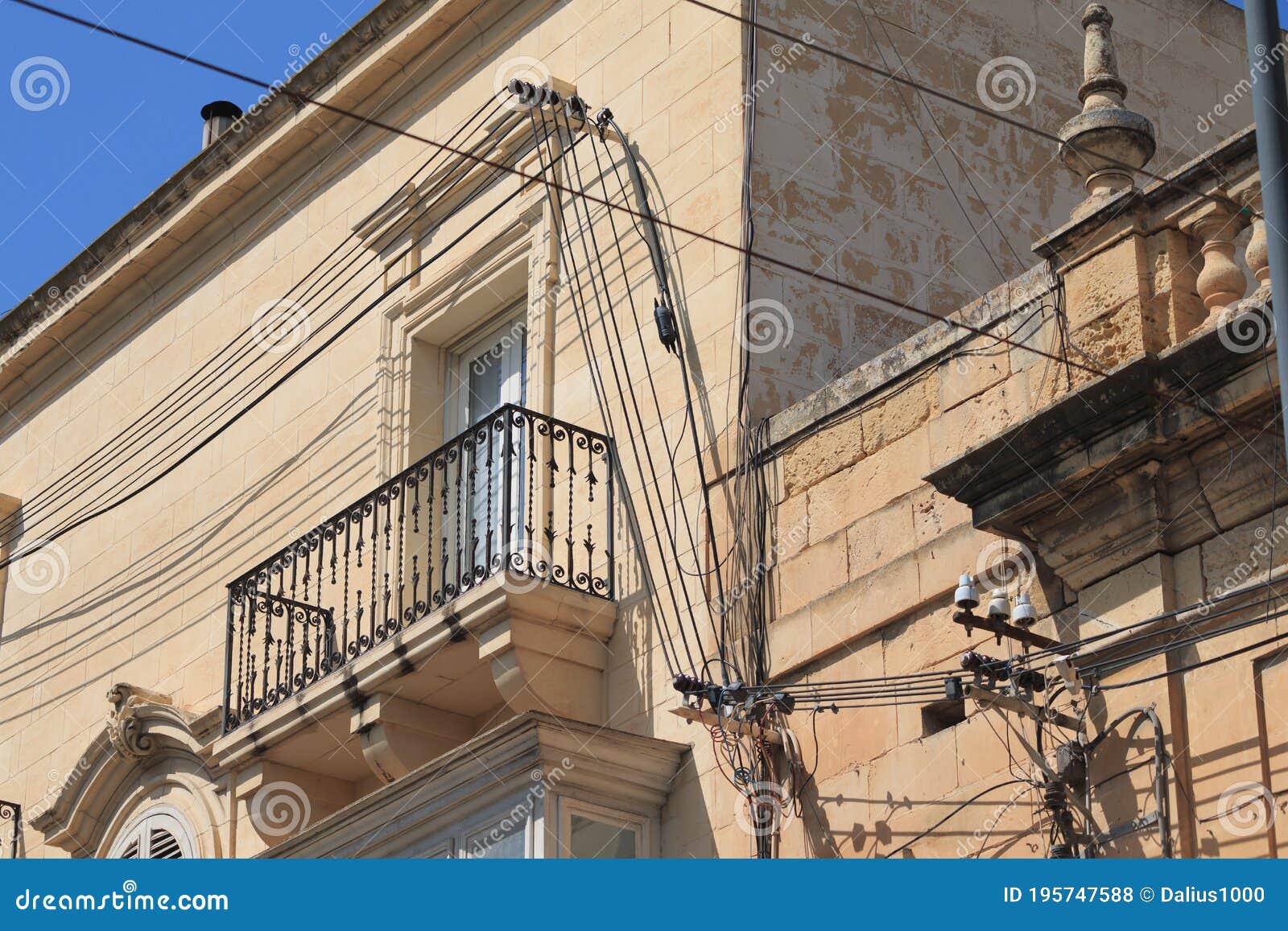 Messy Electrical Cables on Wall Corner in Malta Stock Photo Image of