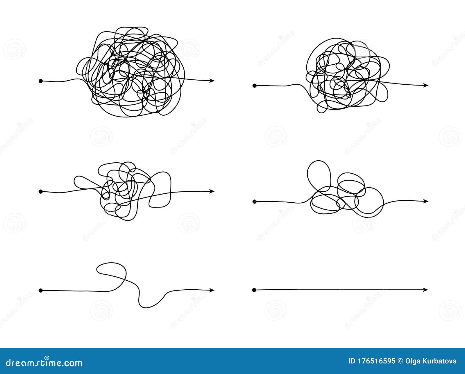 messy lines. complex way to easy scribbled round chaos, difficult route line. tangle, process start way and finish