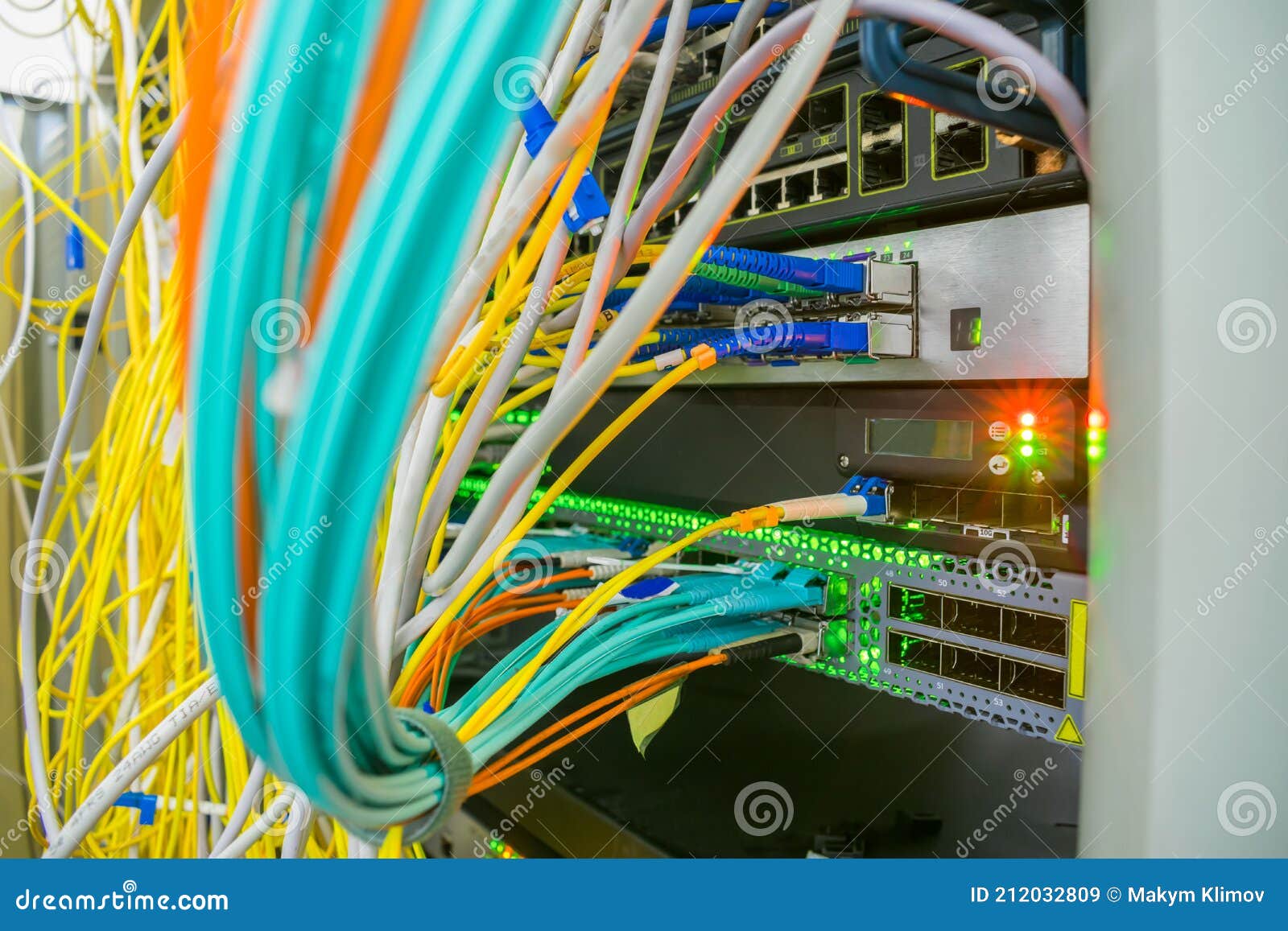 Messy Plex of Wires in the Server Rack of the Data Center. Highspeed