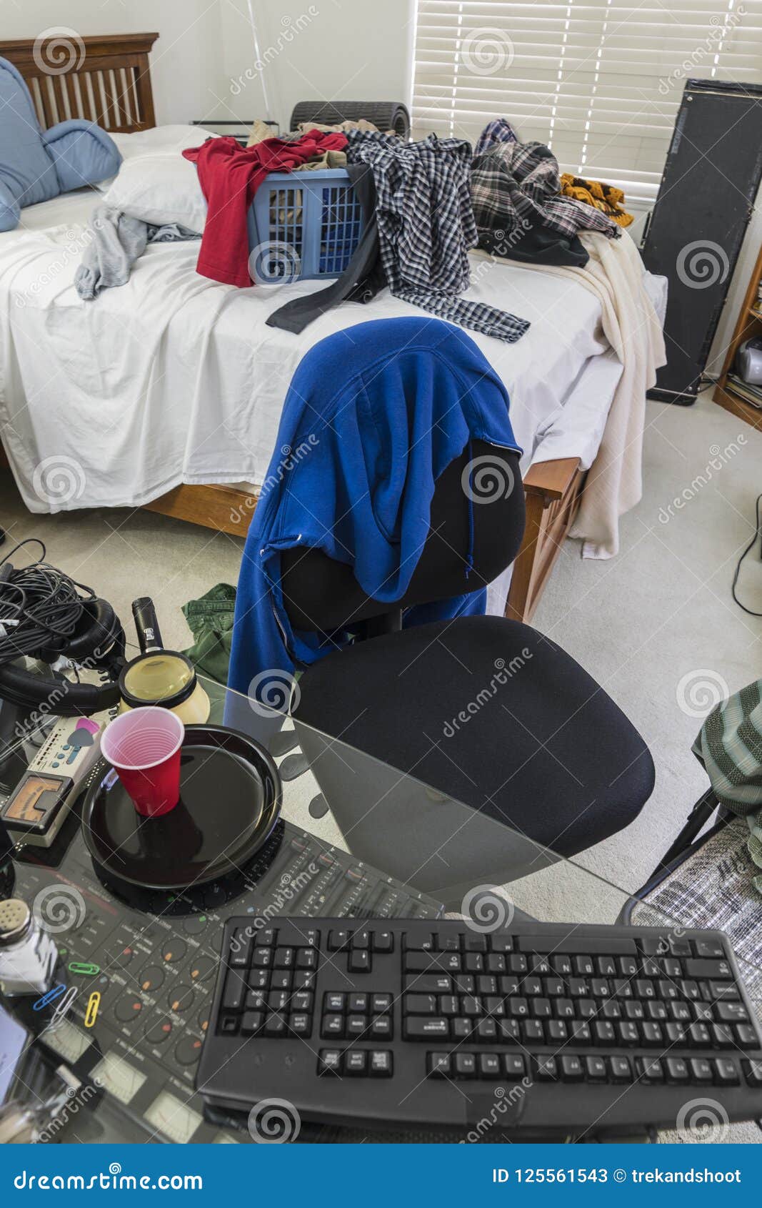 Messy Teenage Boys Bedroom Vertical View Stock Image - Image of junk ...