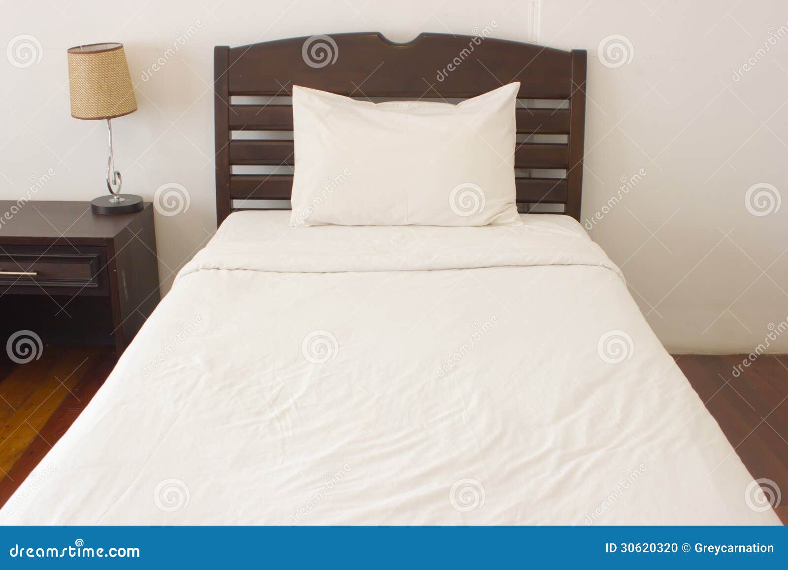 Messy White Bed and One Pillow Stock Photo Image of comfortable
