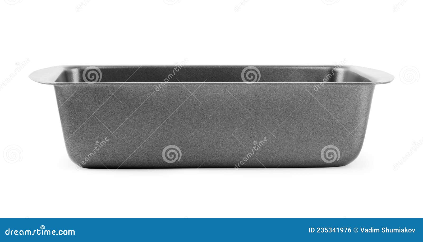 Metal Baking Dish with Nonstick Coating Isolated on White, Top View