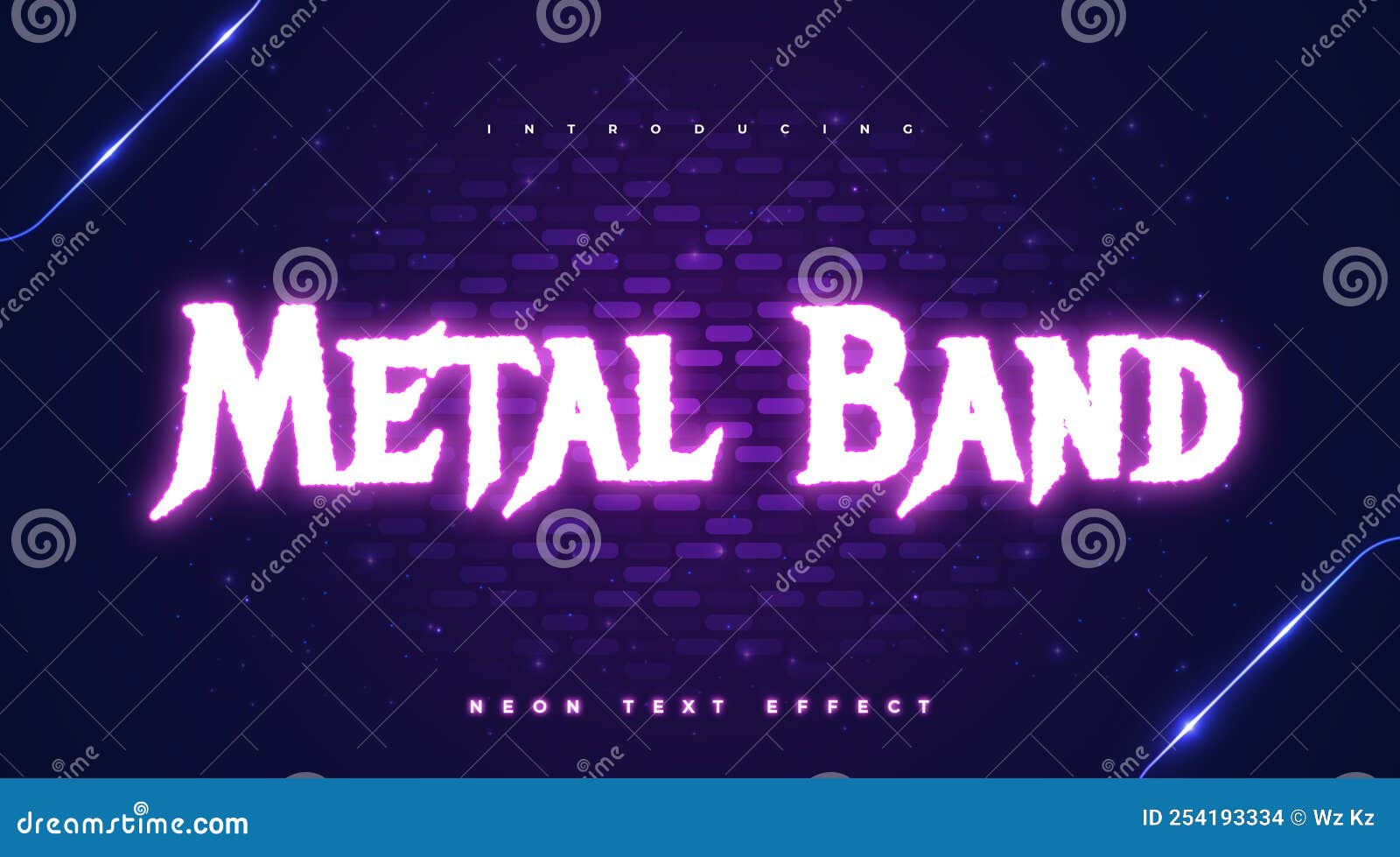 Metal Band Editable Text with Glowing Neon Effect Stock Vector