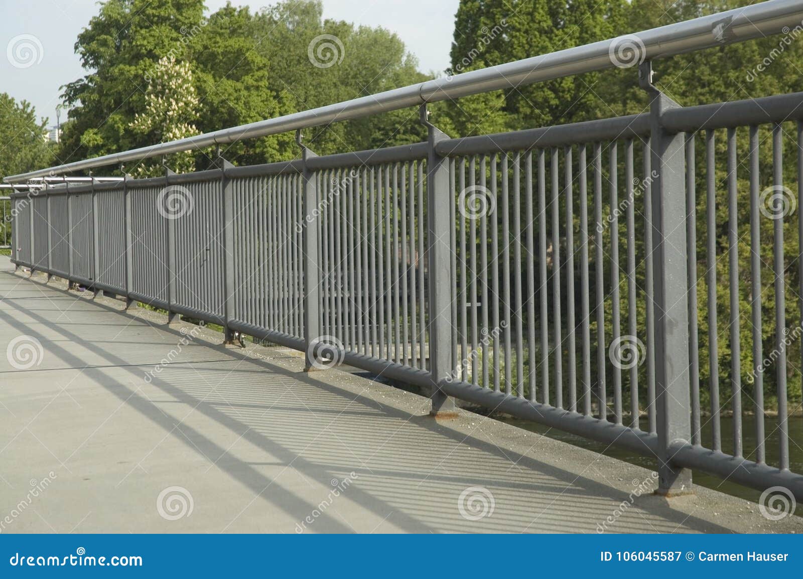 Steel Railing of a Pedestrian Bridge Stock Image - Image of cement ...