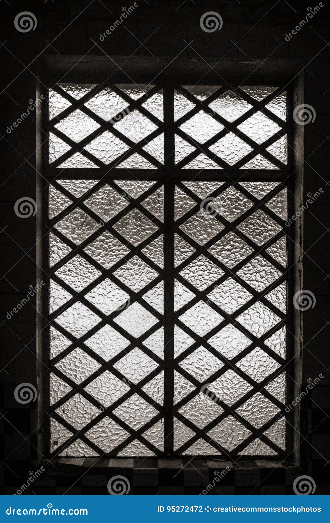 Metal Bars Over Glass Window Picture. Image 95272472