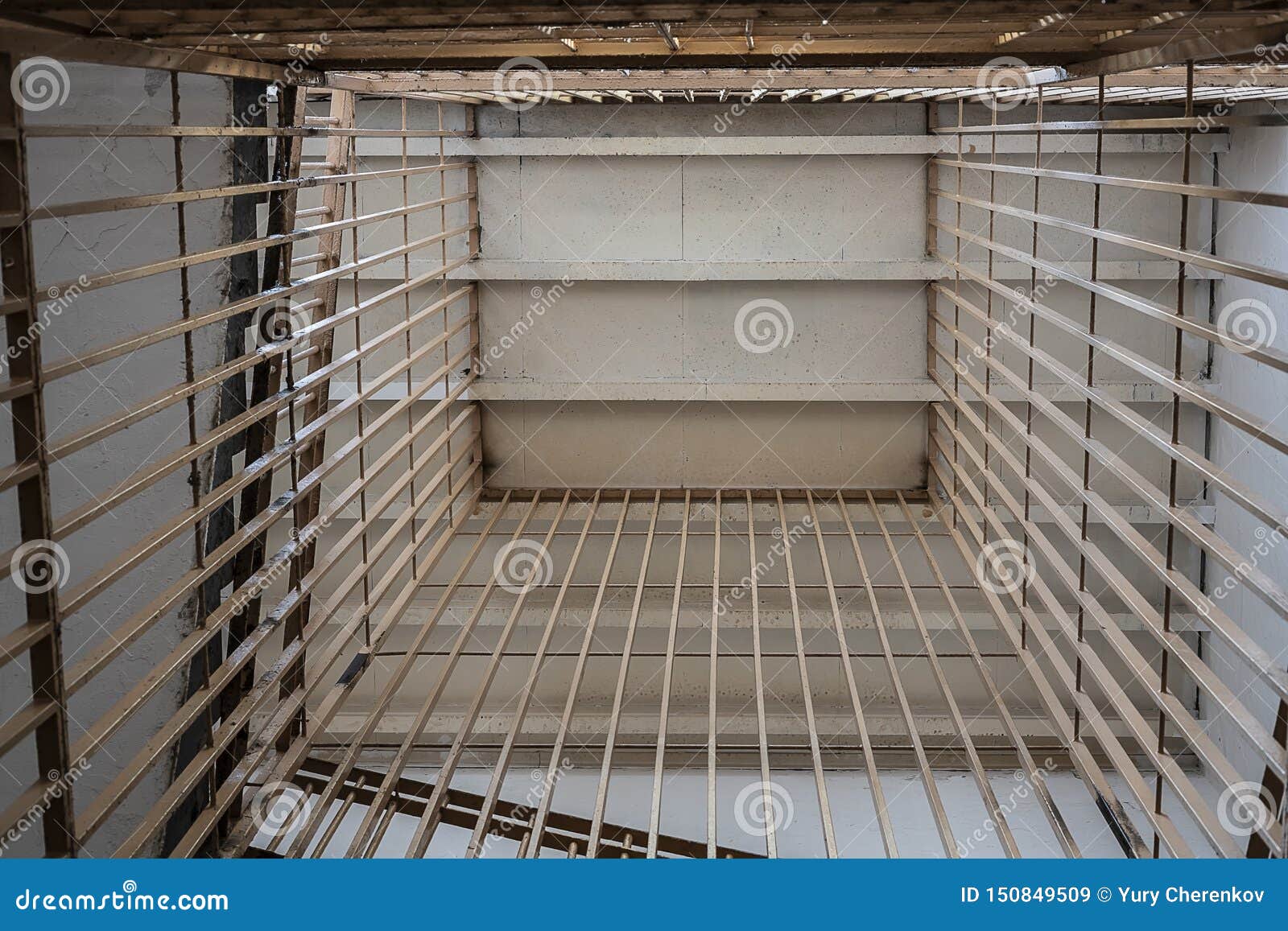 Metal Bars In The Prison Stairs Bottom View Stock Image Image Of Justice Iron