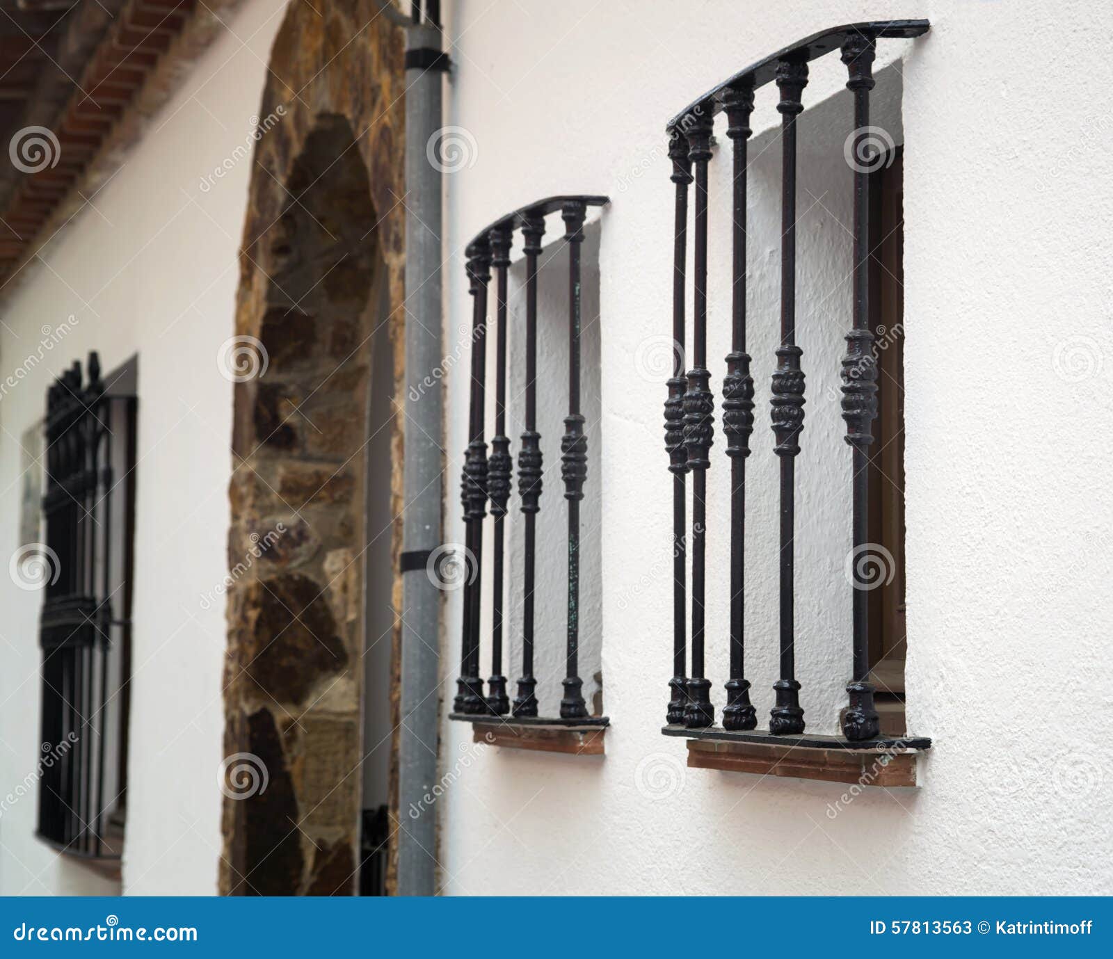 Metal bars on the windows stock image. Image of facade 57813563