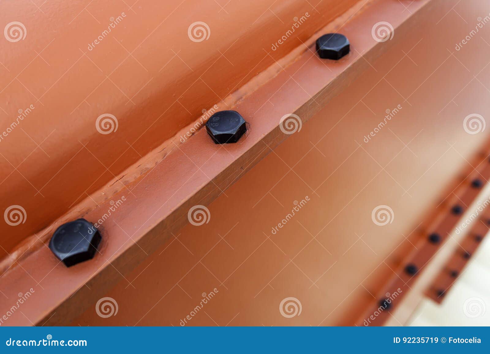 Metal beam with screws stock image. Image of development 92235719