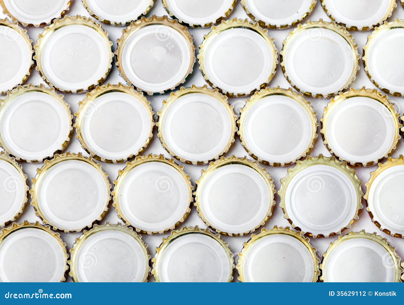 Metal Beer Bottle Caps.abstract Background on a White Background Stock