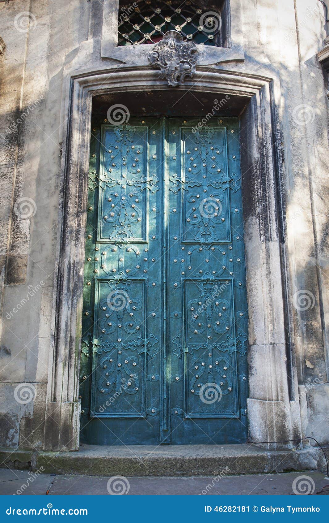 Metal blue doors in Lviv stock image. Image of dionisiou 46282181