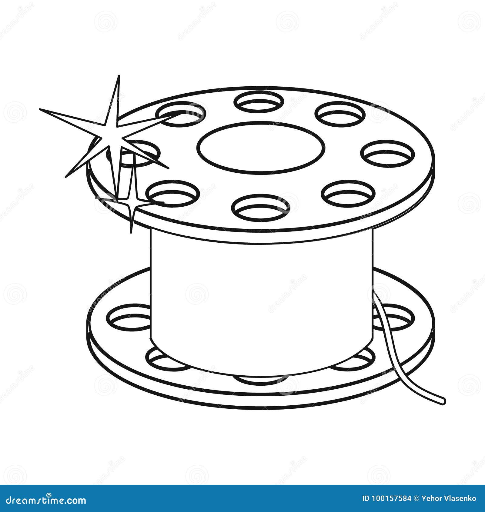 Metal Bobbin for Sewing. Sewing and Equipment Single Icon in Outline