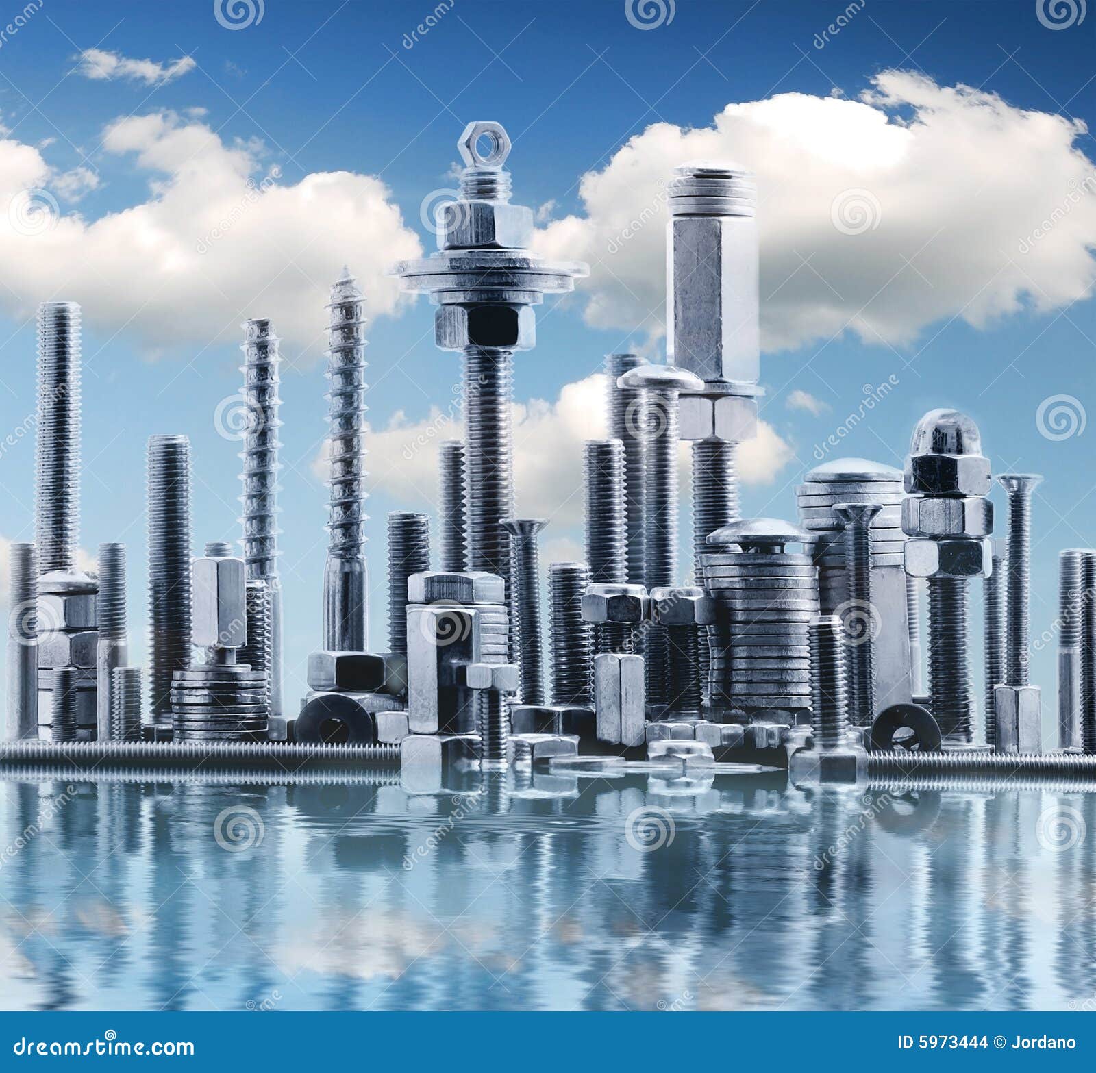 Metal Bolt and Nut Panorama of NY Stock Photo Image of concept, focus