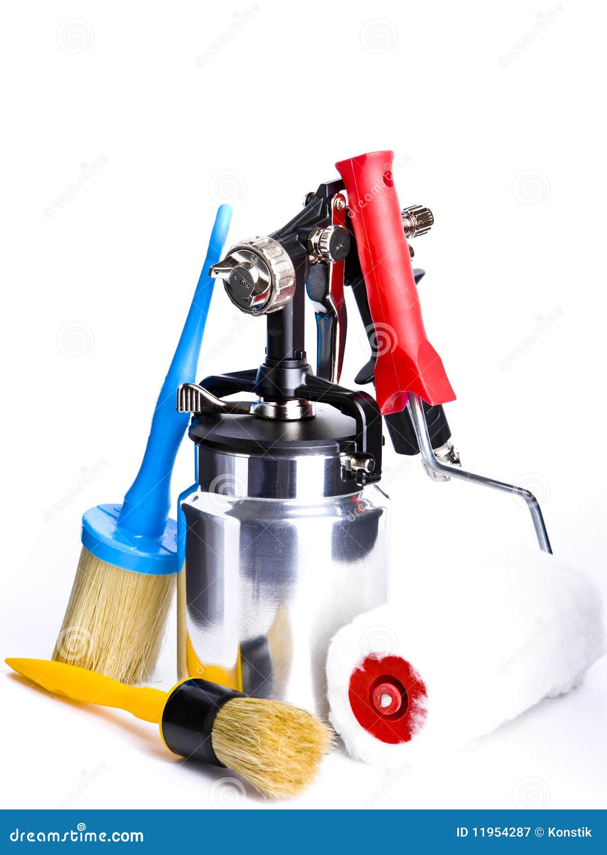 Metal Brilliant Spray Gun and Brush Stock Image Image of paint
