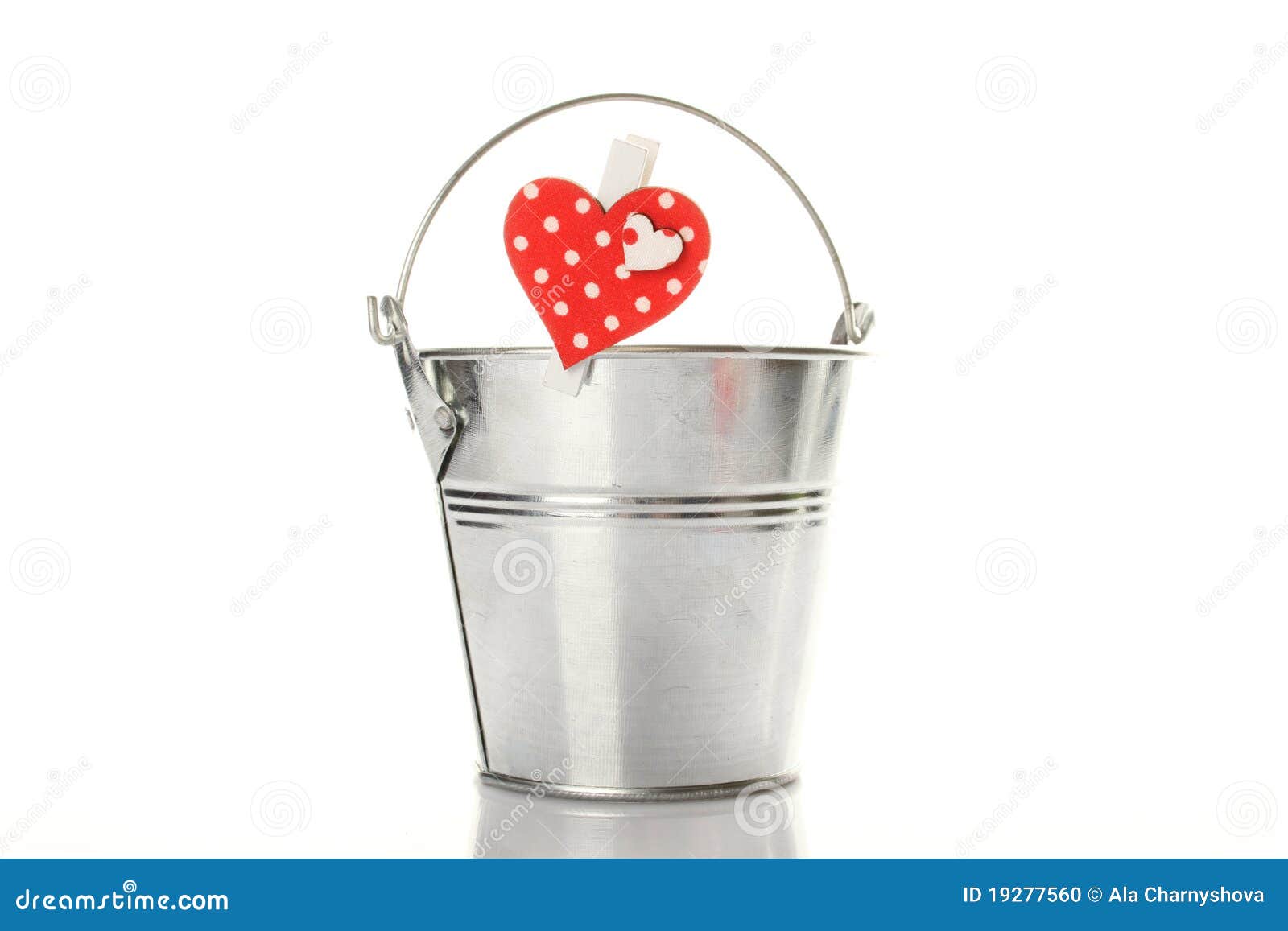 Metal Bucket With A Pin With A Heart Stock Photo Image of heart