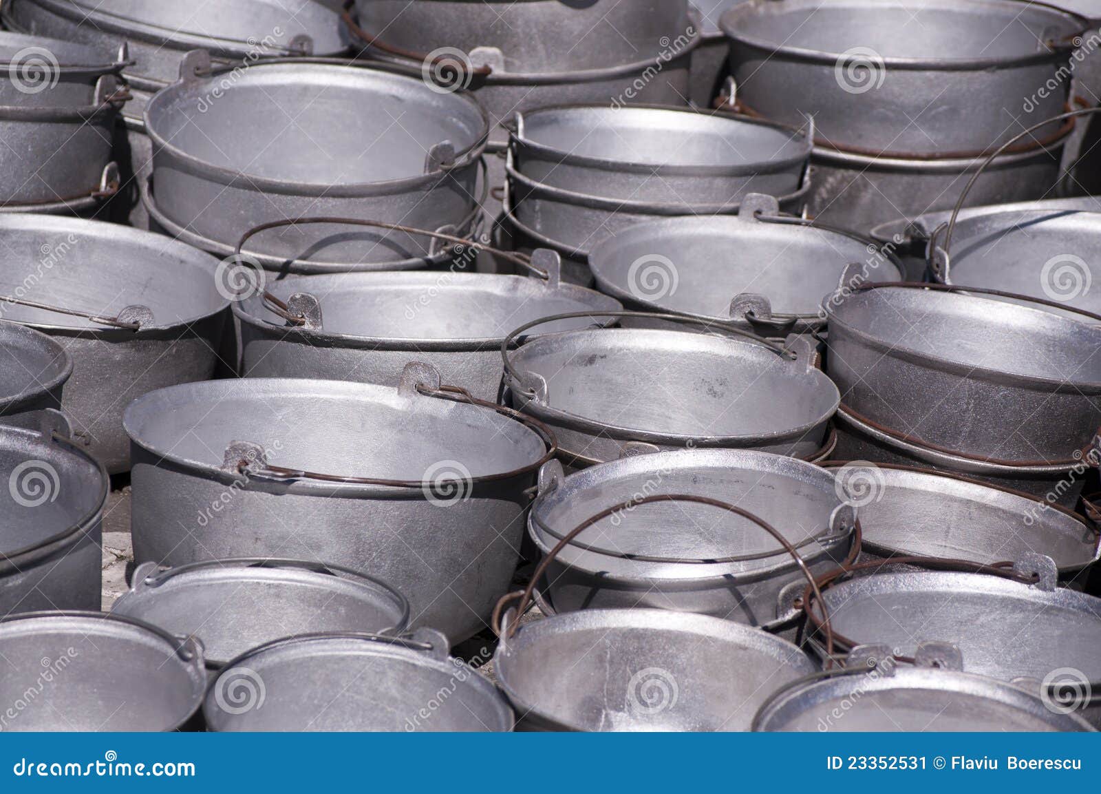 Metal buckets stock image. Image of artisan, market, metal 23352531