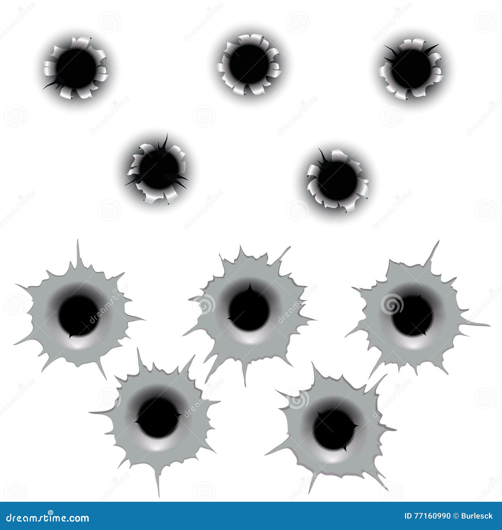 metal bullet hole set . input holes and output