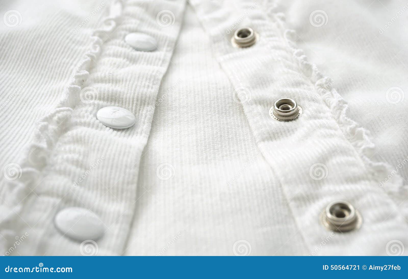 Metal Buttons on White Shirt Close Up Stock Image Image of design