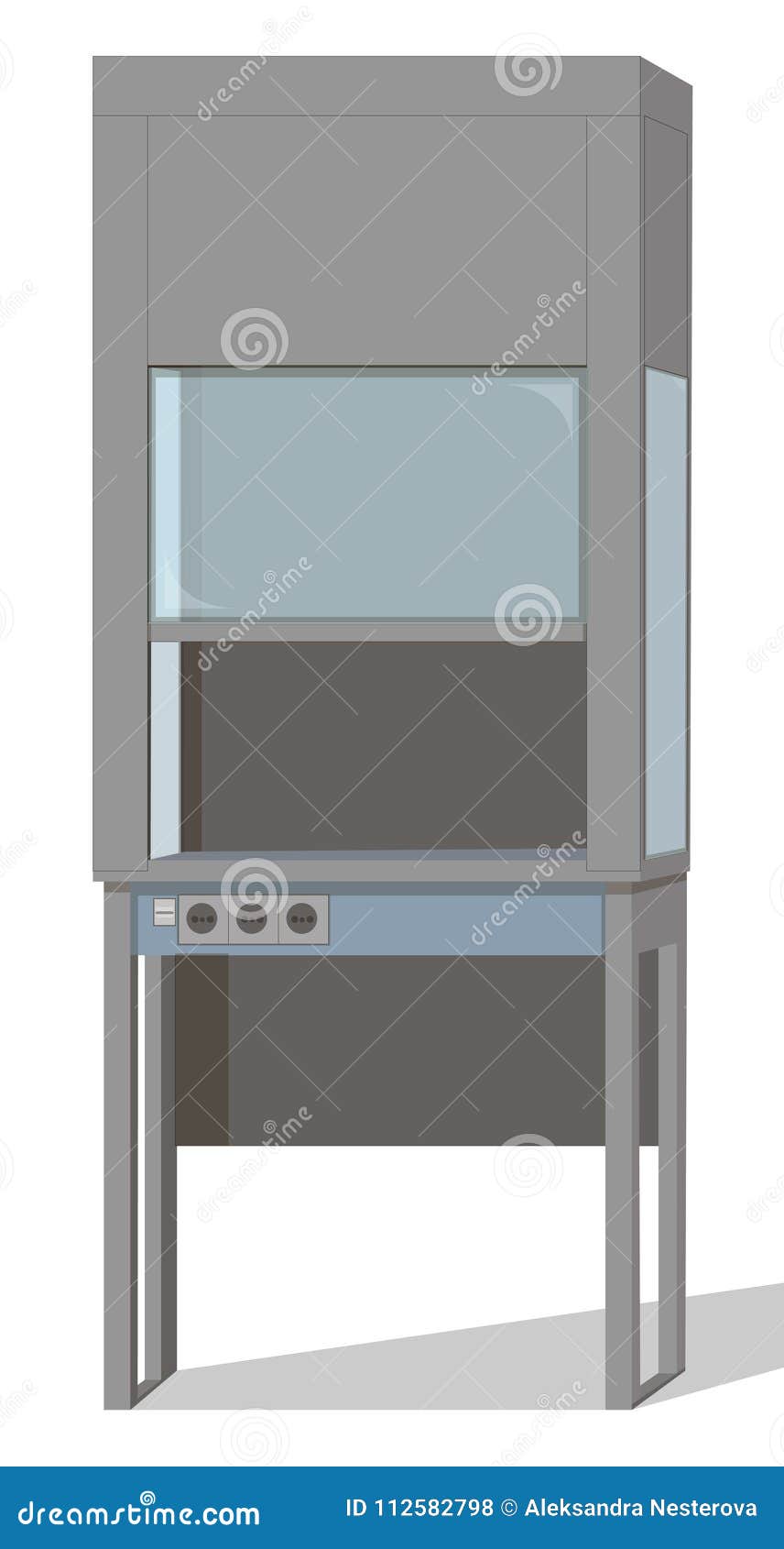 Metal Cabinet with Glass Doors Stock Vector - Illustration of blank ...