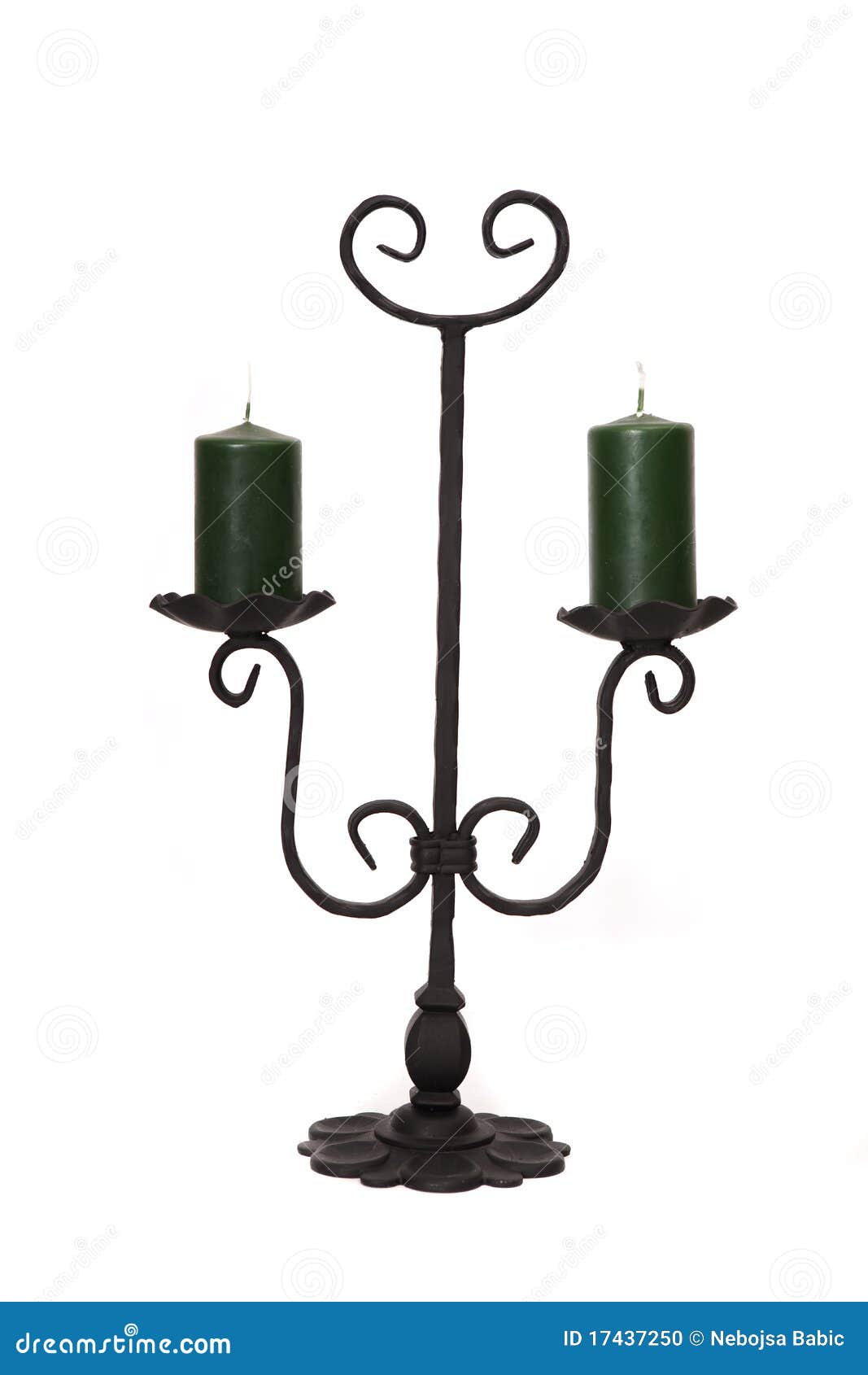 Metal Candelholder with Green Candles Stock Photo Image of classic
