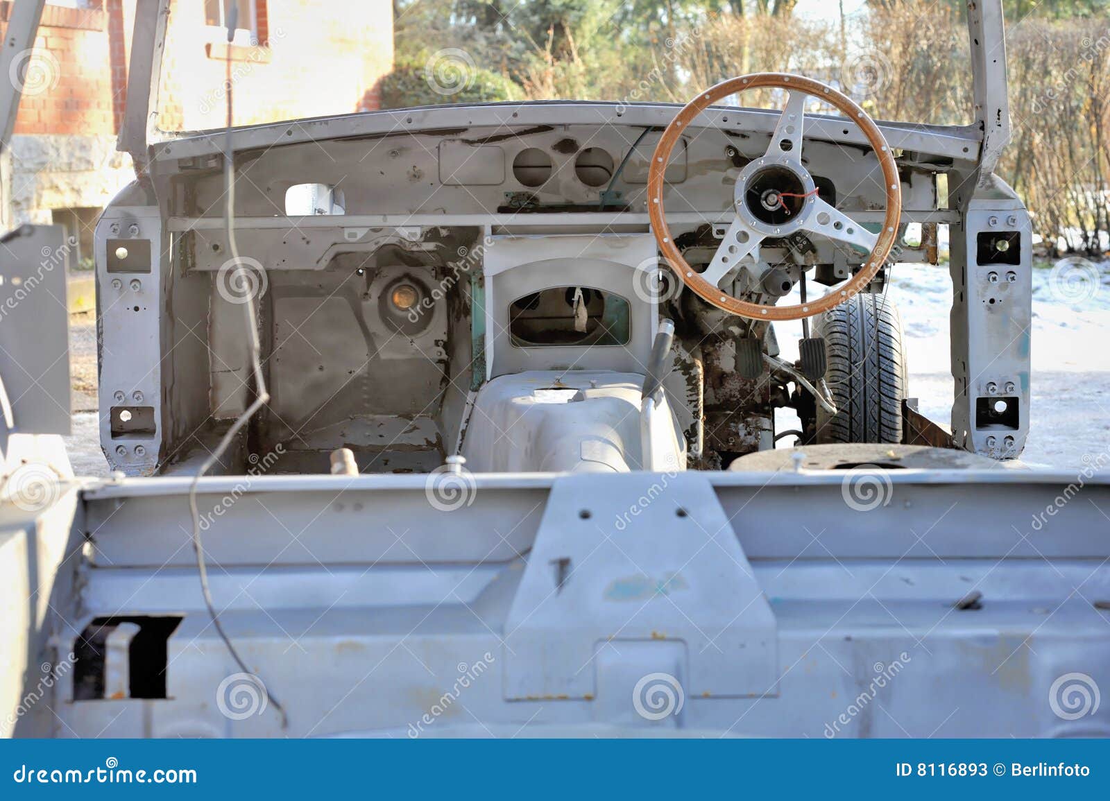 Metal car frame stock image. Image of restoration, bare 8116893