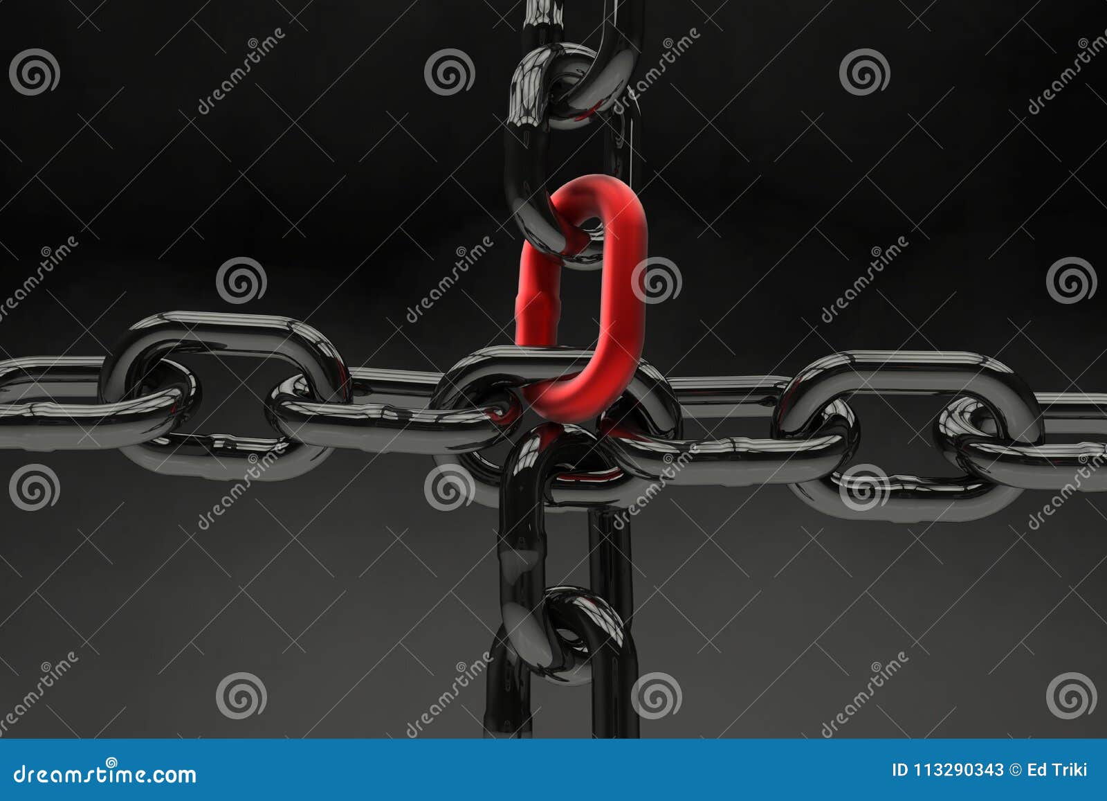 a metal chain with a quick red fix