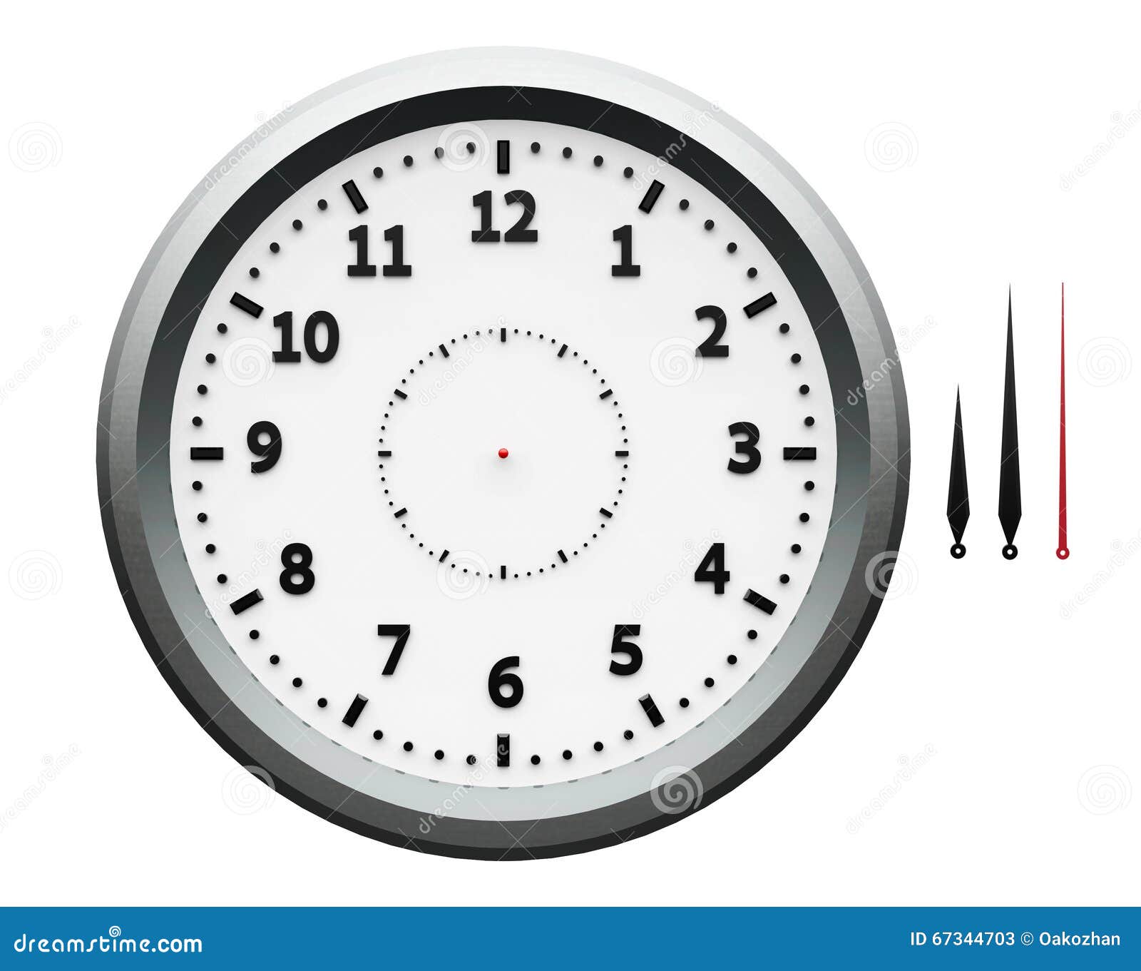 Metal clock with arrows stock illustration. Illustration of glossy