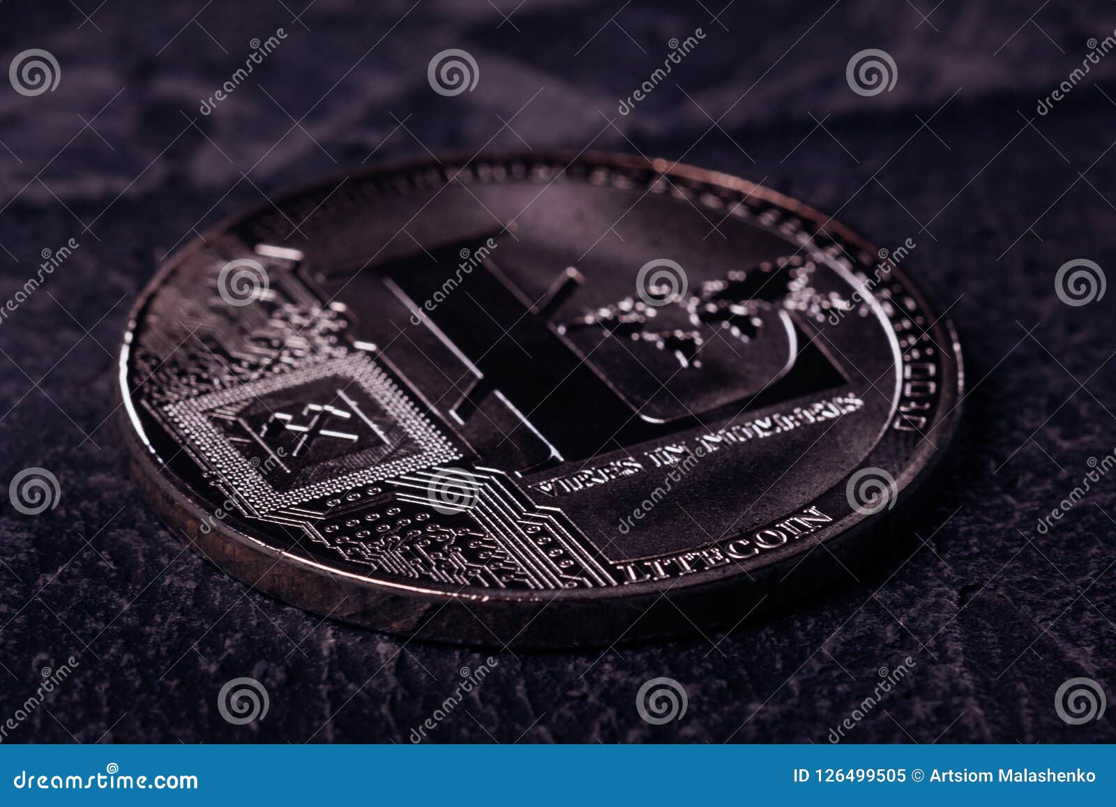 Metal Coin Of Crypto Currency Litecoin Close-up Stock ...