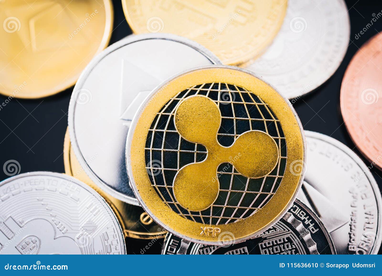 Metal Coins XRP Digital Cryptocurrency Stock Photo - Image ...