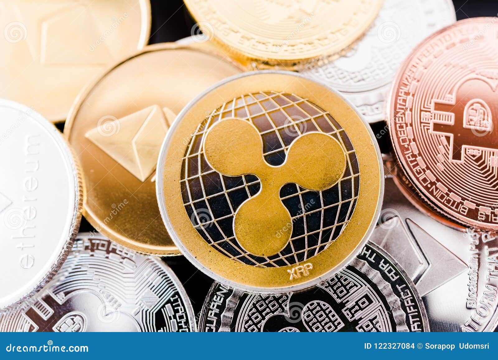Metal Coins XRP Digital Cryptocurrency Stock Photo - Image ...