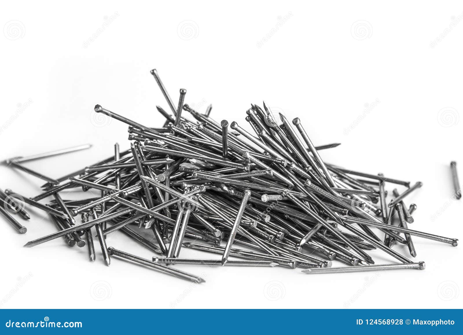 Metal Construction Nails on a White Background. Stock Photo - Image of ...