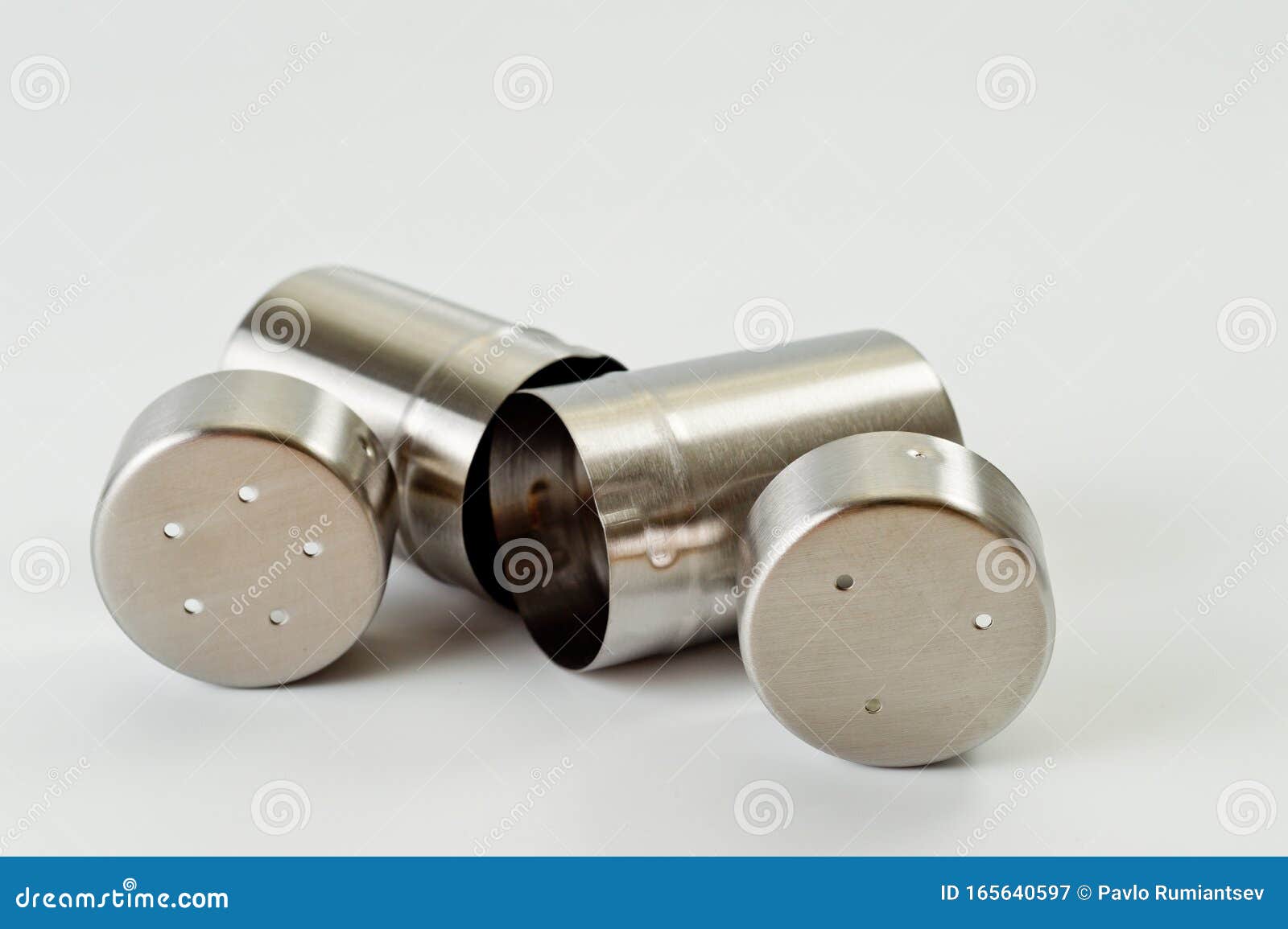 Metal Containers with Holes in the Lids for Salt and Pepper, for Serving the Kitchen Table Stock