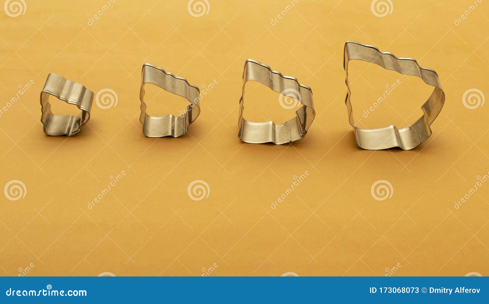 Metal Cookie Cutters One after Another in Height Stock Image Image of