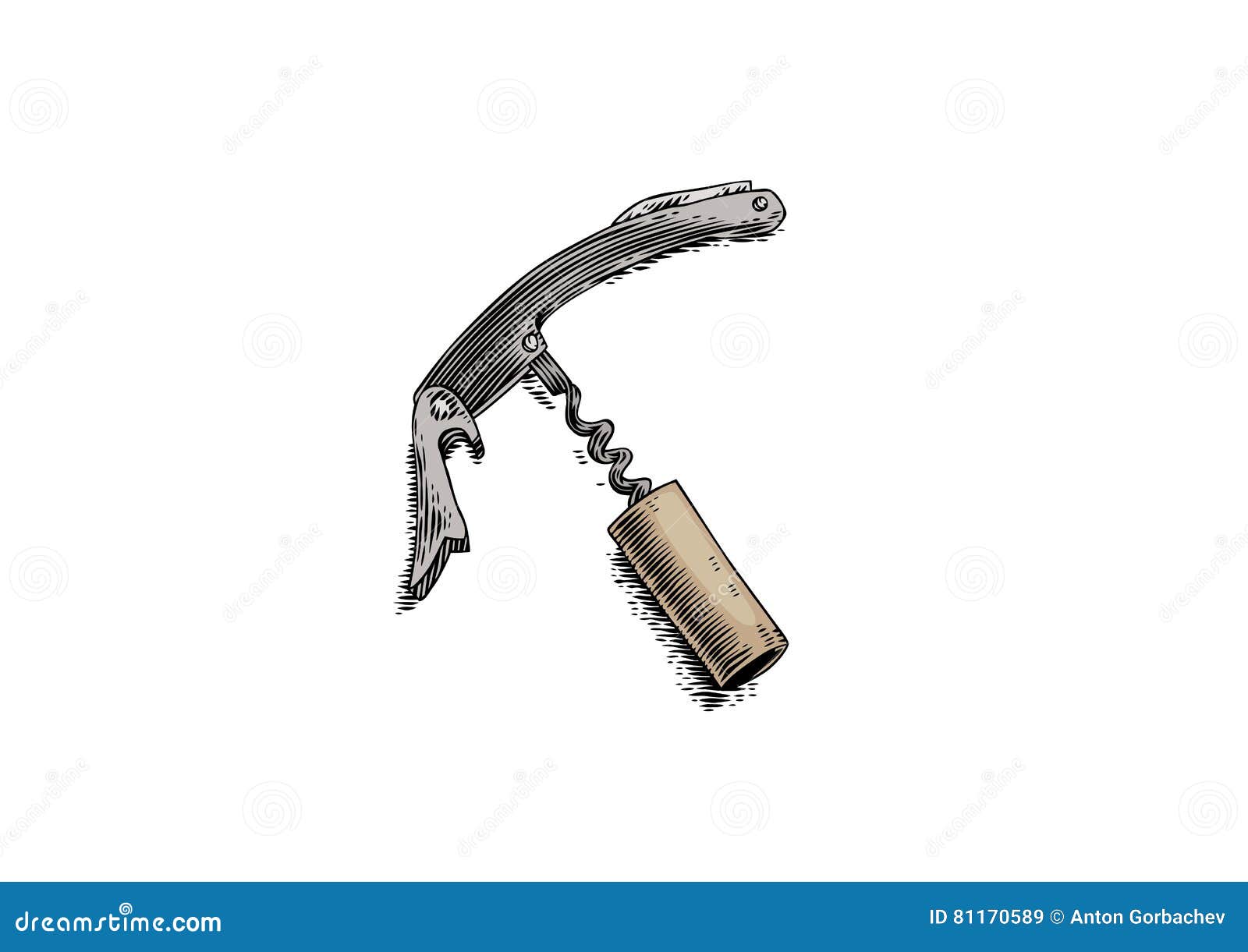metal corkscrew with cork