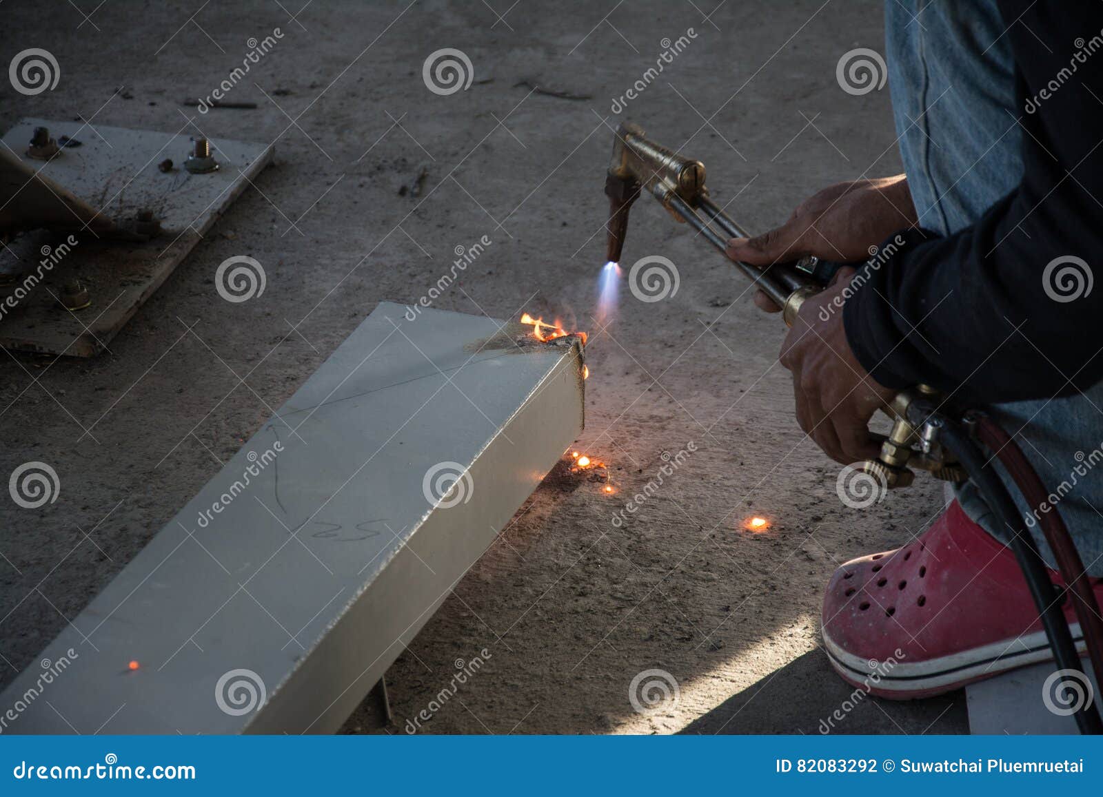 Metal Cutting with Acetylene Torch Stock Photo - Image of profession
