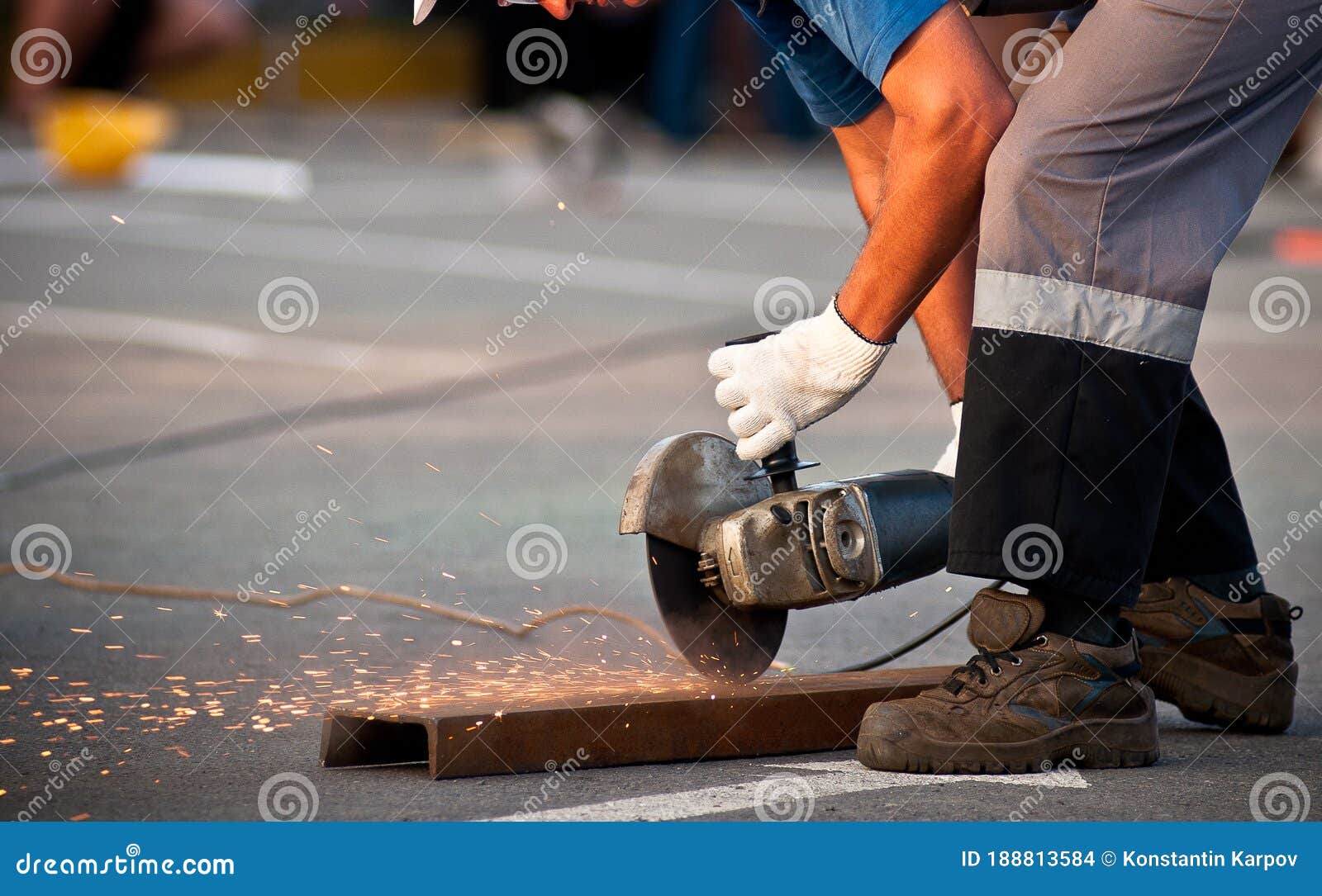 Metal Cutting. Metal Cutting with Angle Grinder Stock Photo Image of