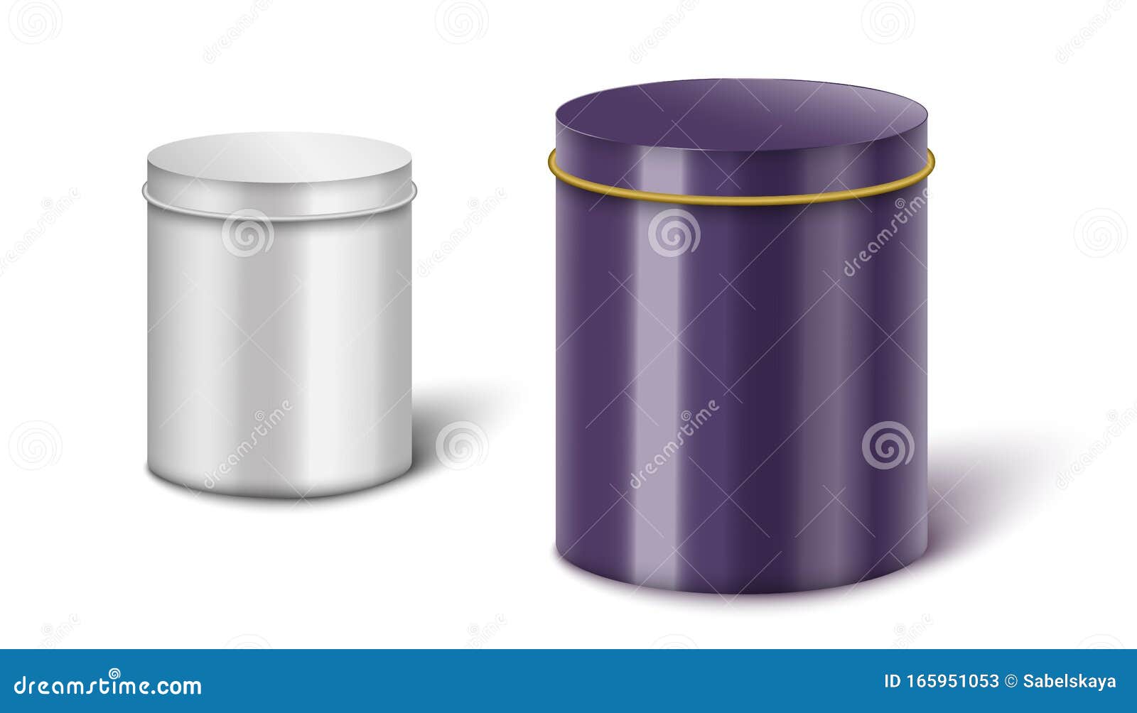 Download Metal Cylinder Box Mockup Set Big And Small Silver And Purple Steel Containers Stock Vector Illustration Of Gray Plastic 165951053