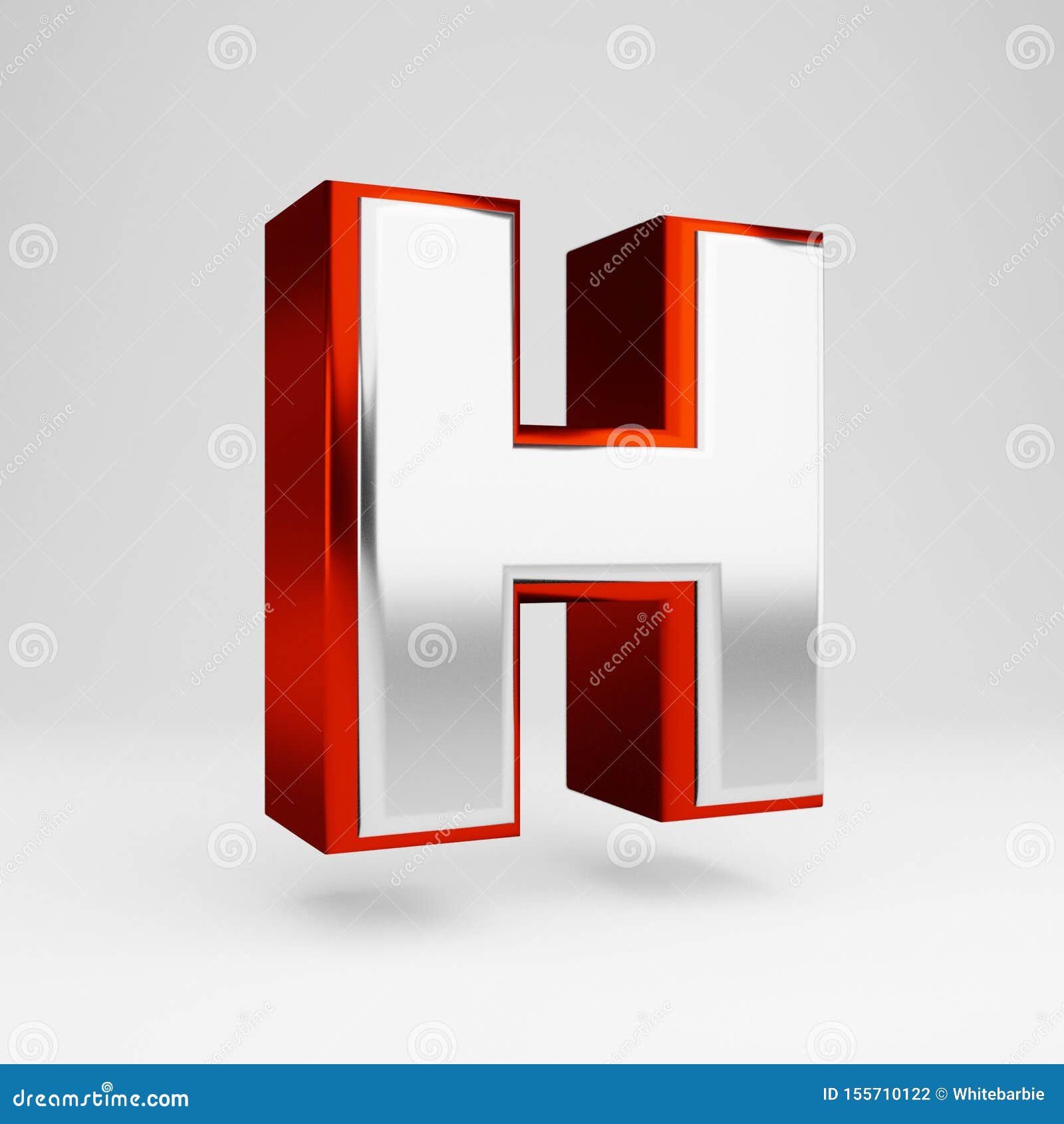 Metal 3d Letter H Uppercase. Metallic Red and White Font Isolated on ...