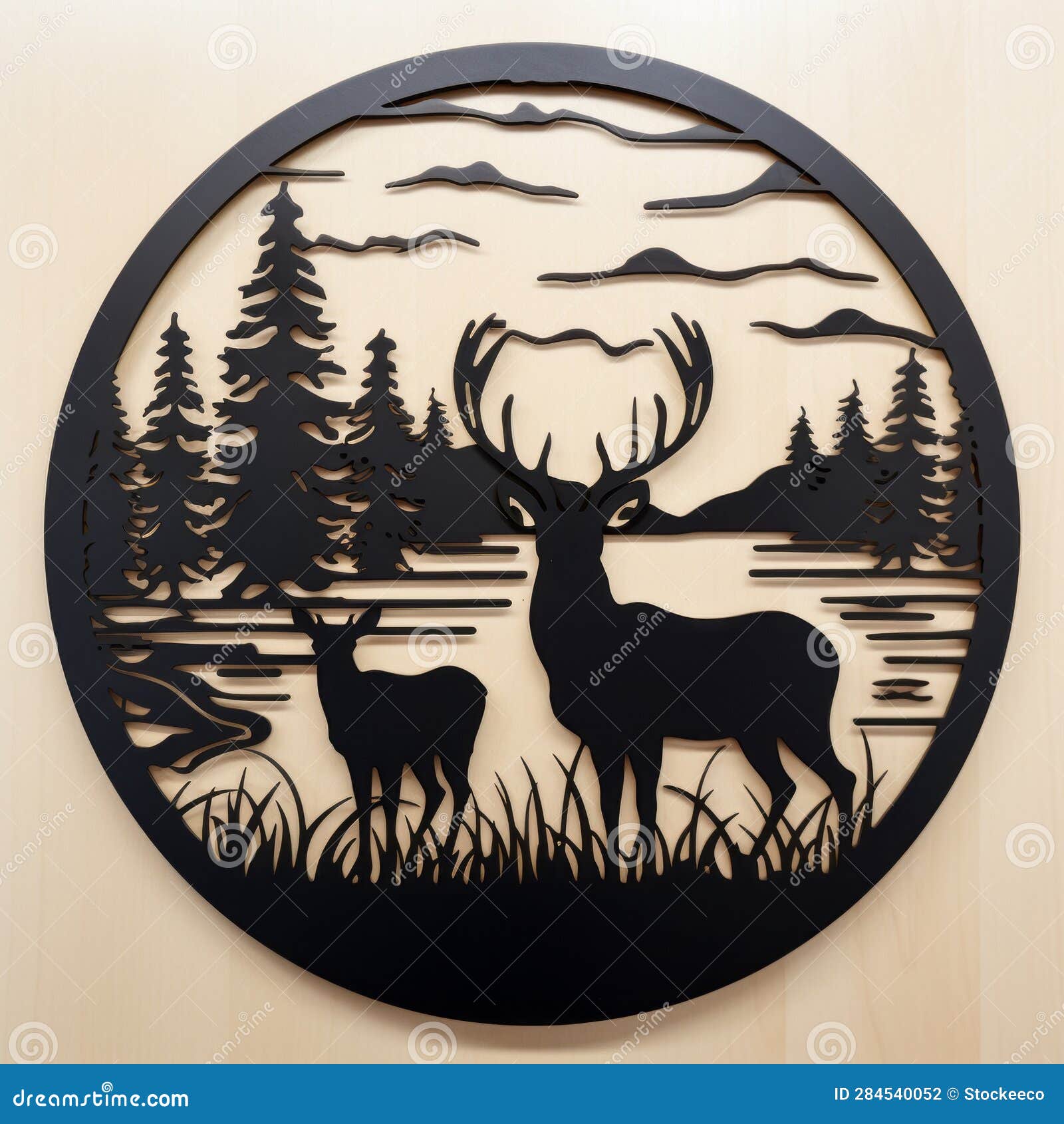 Metal Deer Cut Out Art Panel for Outdoor Landscapes Stock Illustration Metal Deer Cut Out Art Panel for Outdoor Landscapes Stock Illustration
